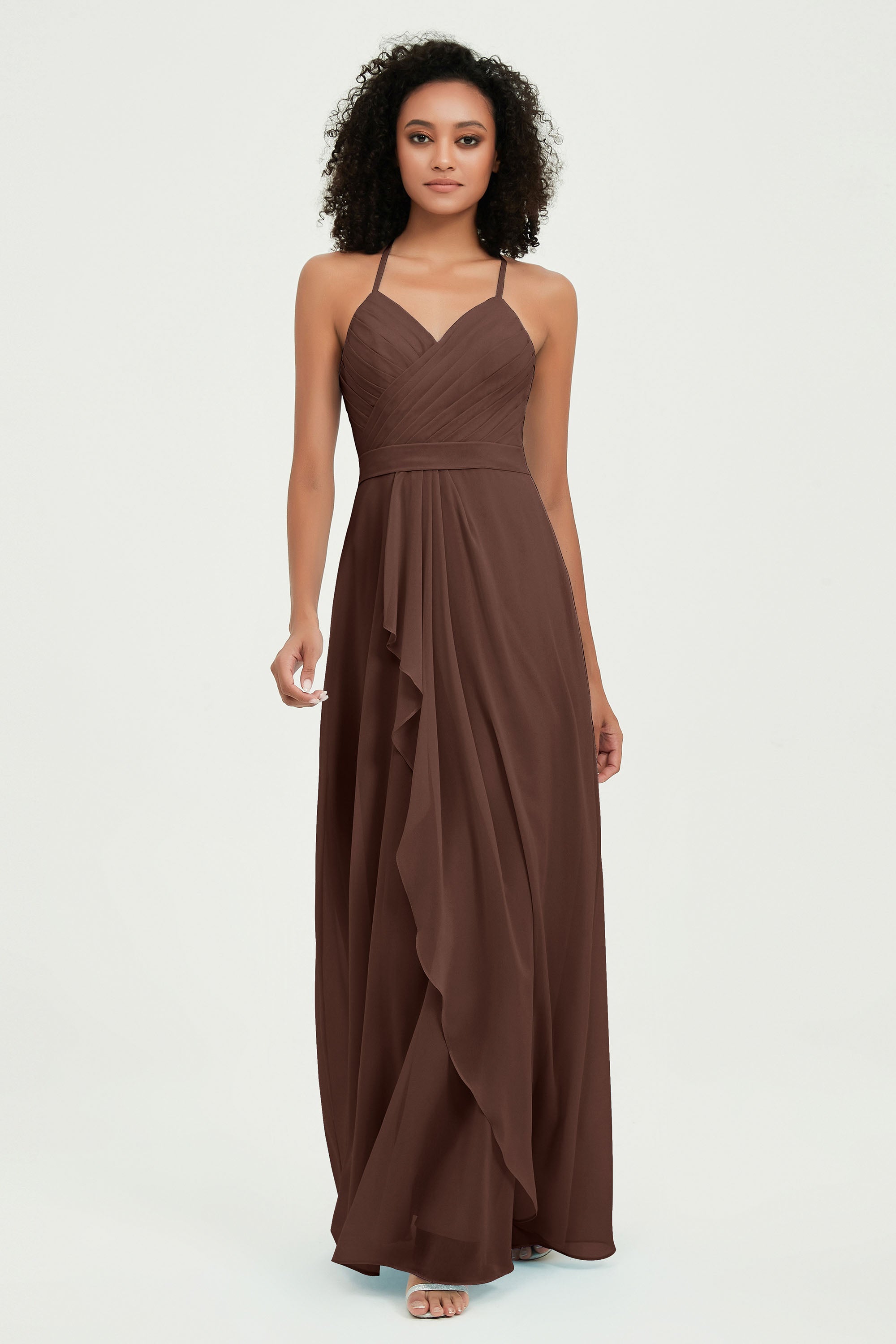 Halter Chiffon Simple Bridesmaid Dresses Formal Evening Party gowns Dress Sleeveless