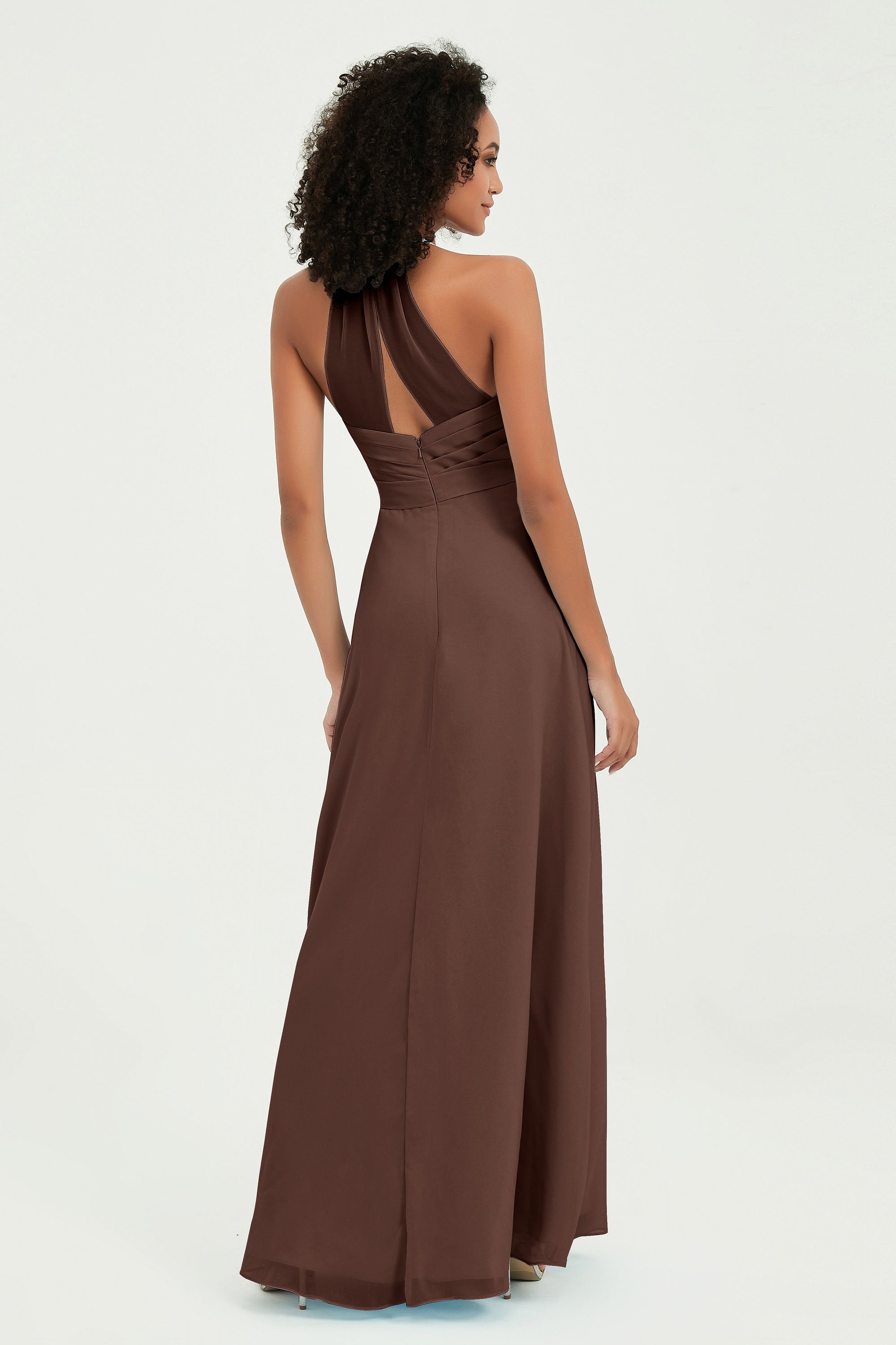 Halter Chiffon Simple Bridesmaid Dresses Formal Evening Party gowns Dress Sleeveless