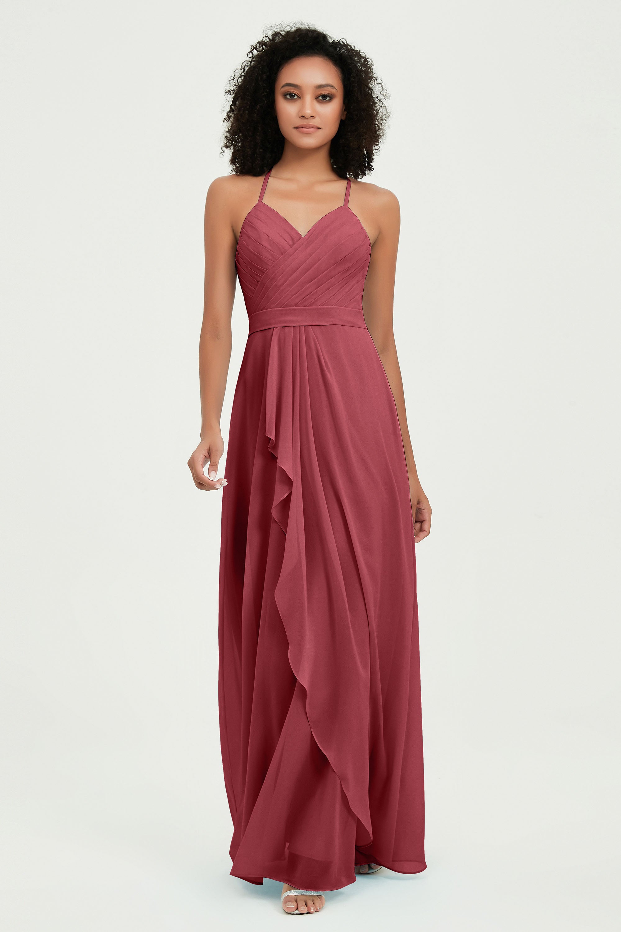 Halter Chiffon Simple Bridesmaid Dresses Formal Evening Party gowns Dress Sleeveless