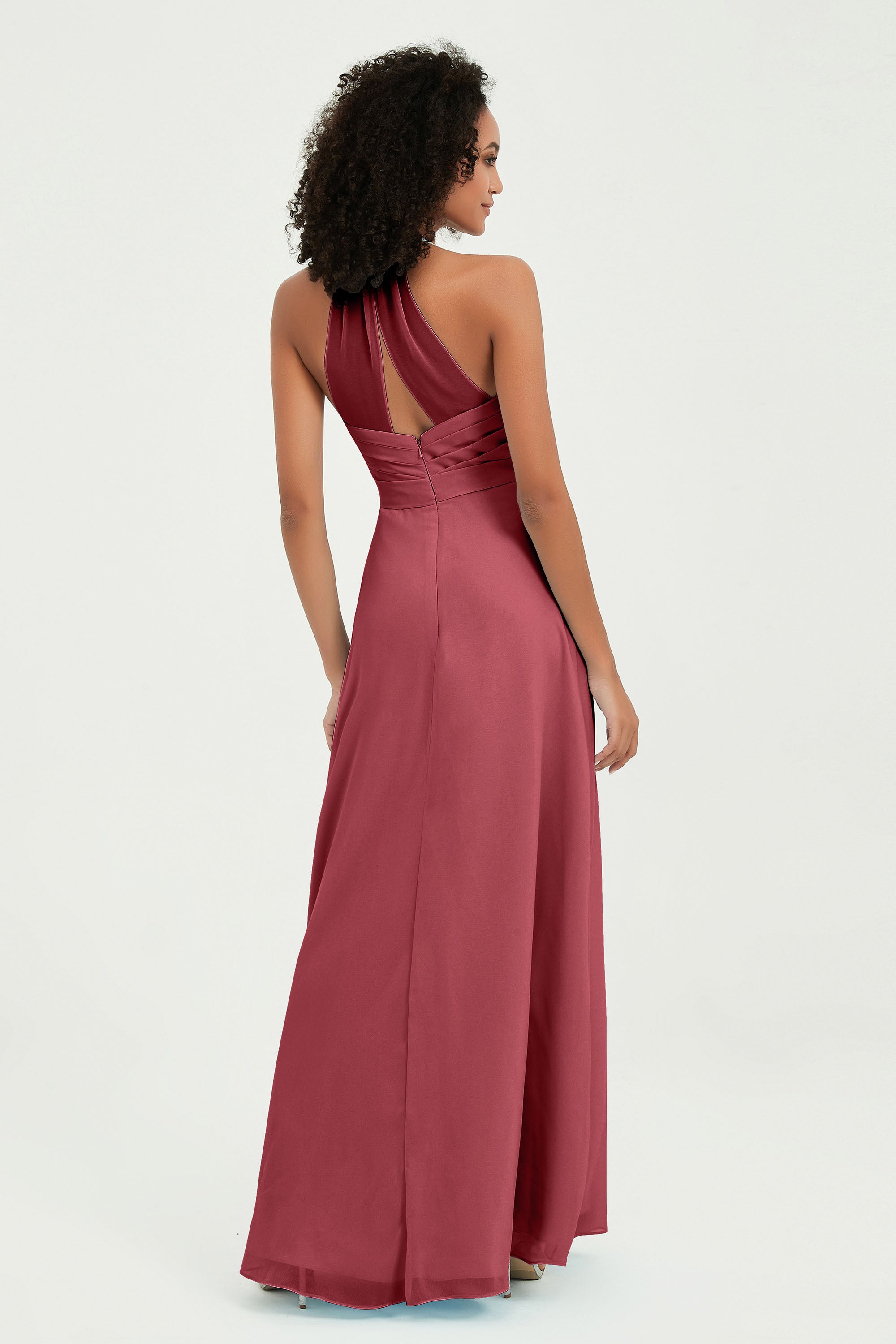 Halter Chiffon Simple Bridesmaid Dresses Formal Evening Party gowns Dress Sleeveless