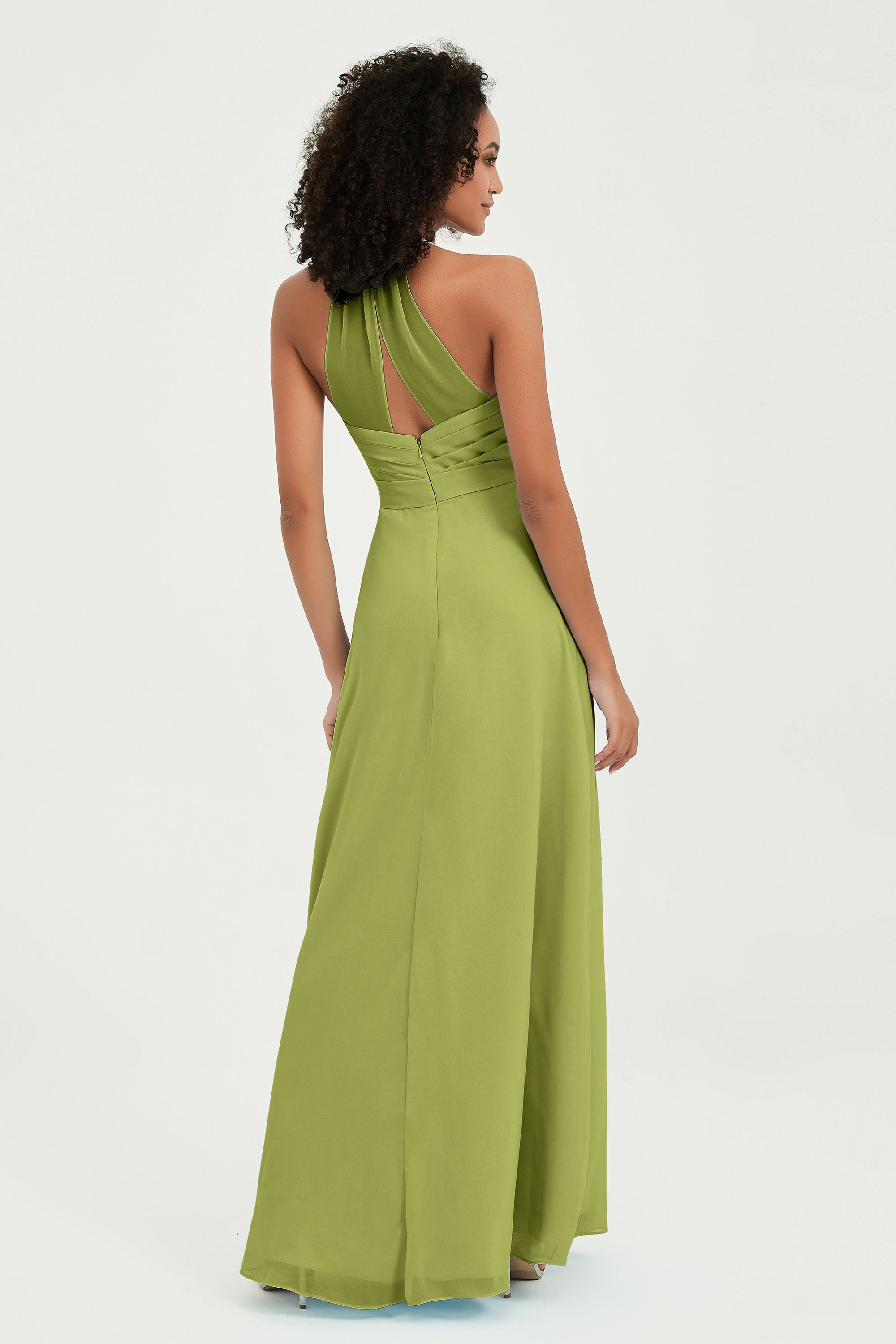 Halter Chiffon Simple Bridesmaid Dresses Formal Evening Party gowns Dress Sleeveless
