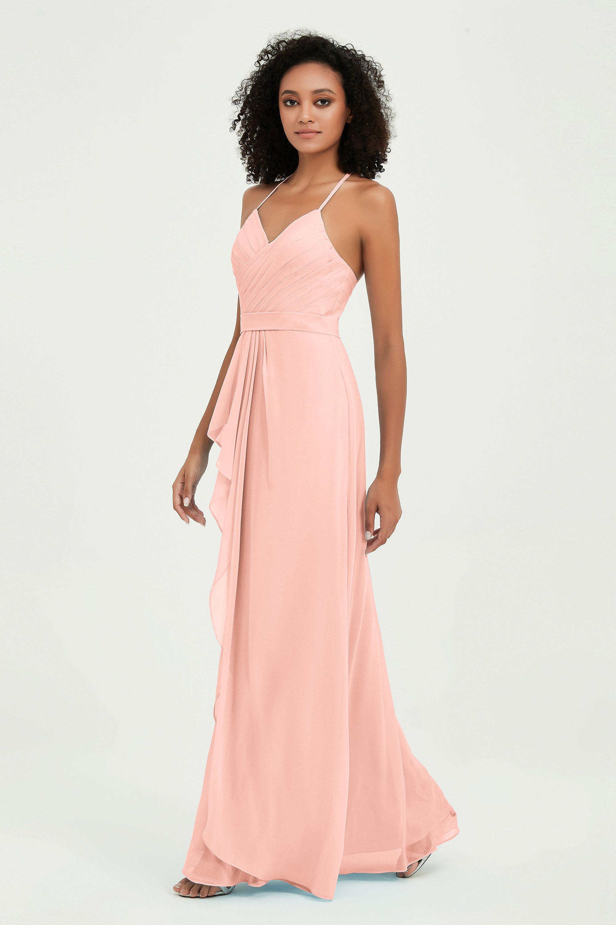 Halter Chiffon Simple Bridesmaid Dresses Formal Evening Party gowns Dress Sleeveless