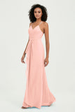 Halter Chiffon Simple Bridesmaid Dresses Formal Evening Party gowns Dress Sleeveless