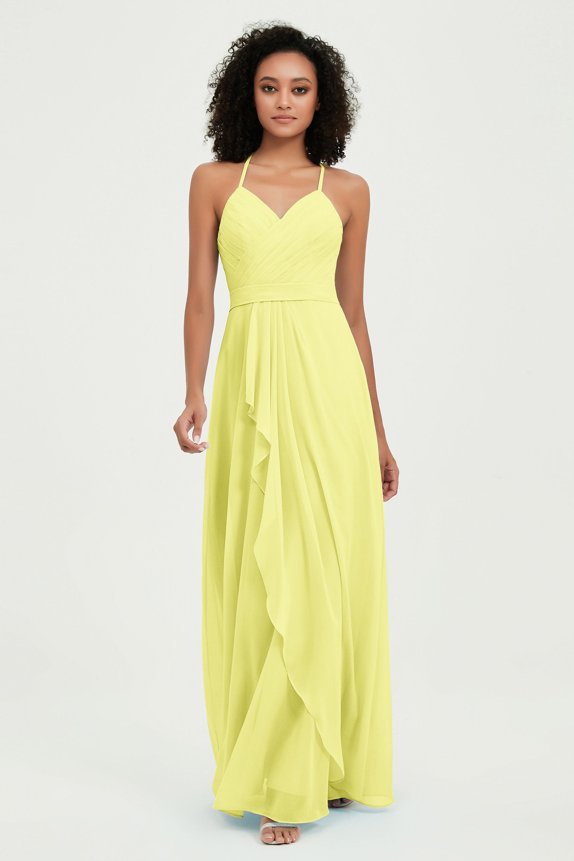 Halter Chiffon Simple Bridesmaid Dresses Formal Evening Party gowns Dress Sleeveless