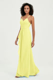 Halter Chiffon Simple Bridesmaid Dresses Formal Evening Party gowns Dress Sleeveless