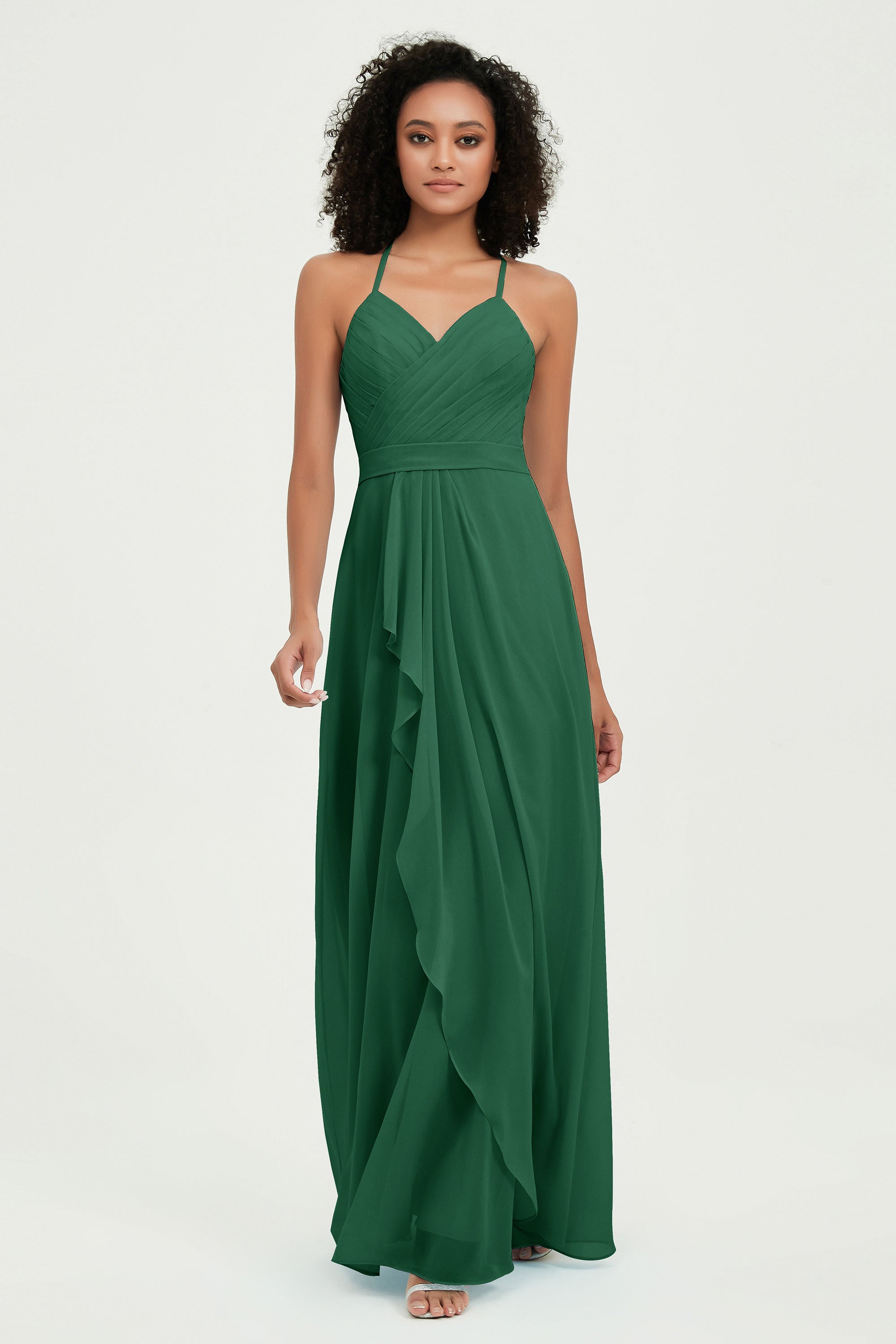 Halter Chiffon Simple Bridesmaid Dresses Formal Evening Party gowns Dress Sleeveless
