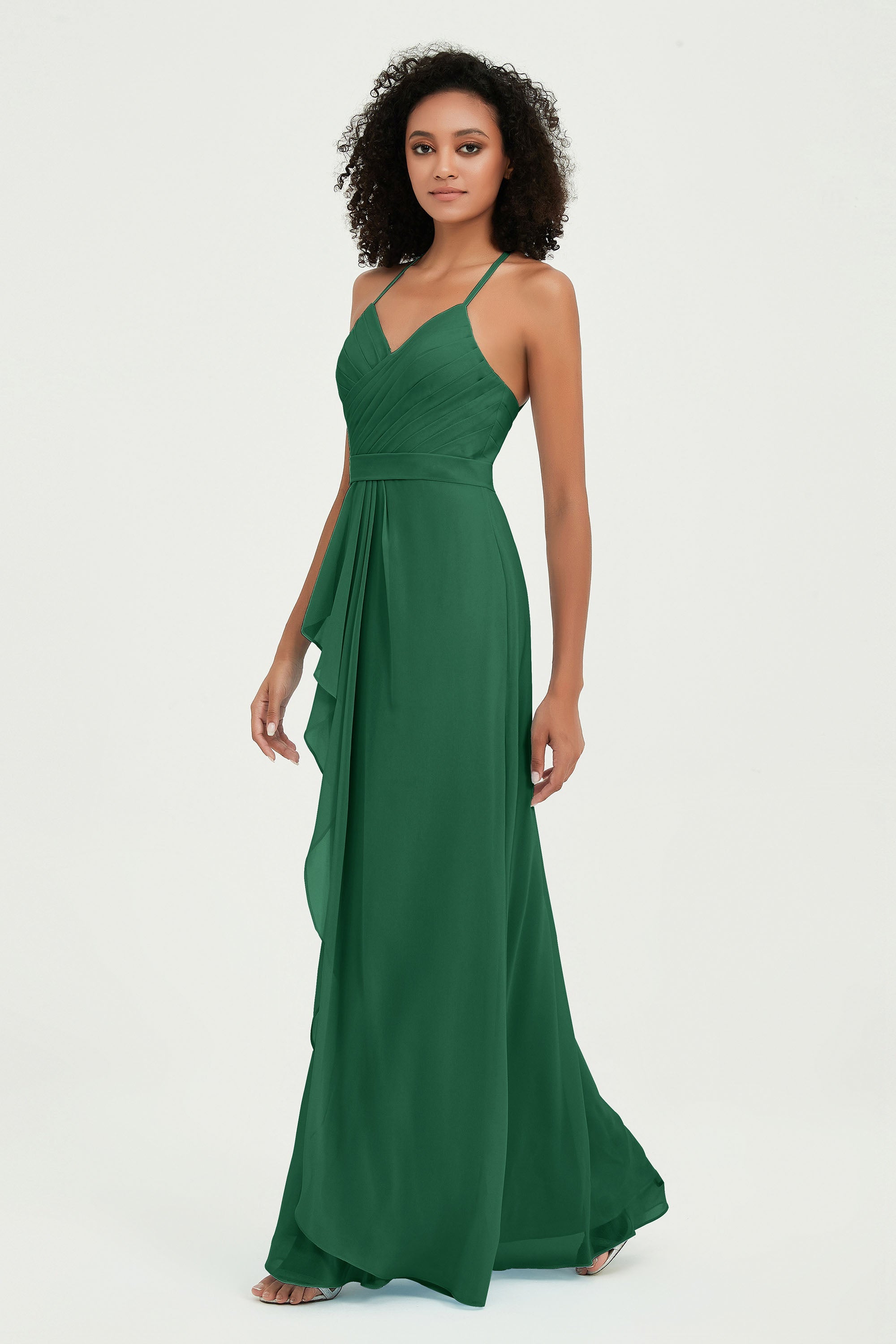 Halter Chiffon Simple Bridesmaid Dresses Formal Evening Party gowns Dress Sleeveless