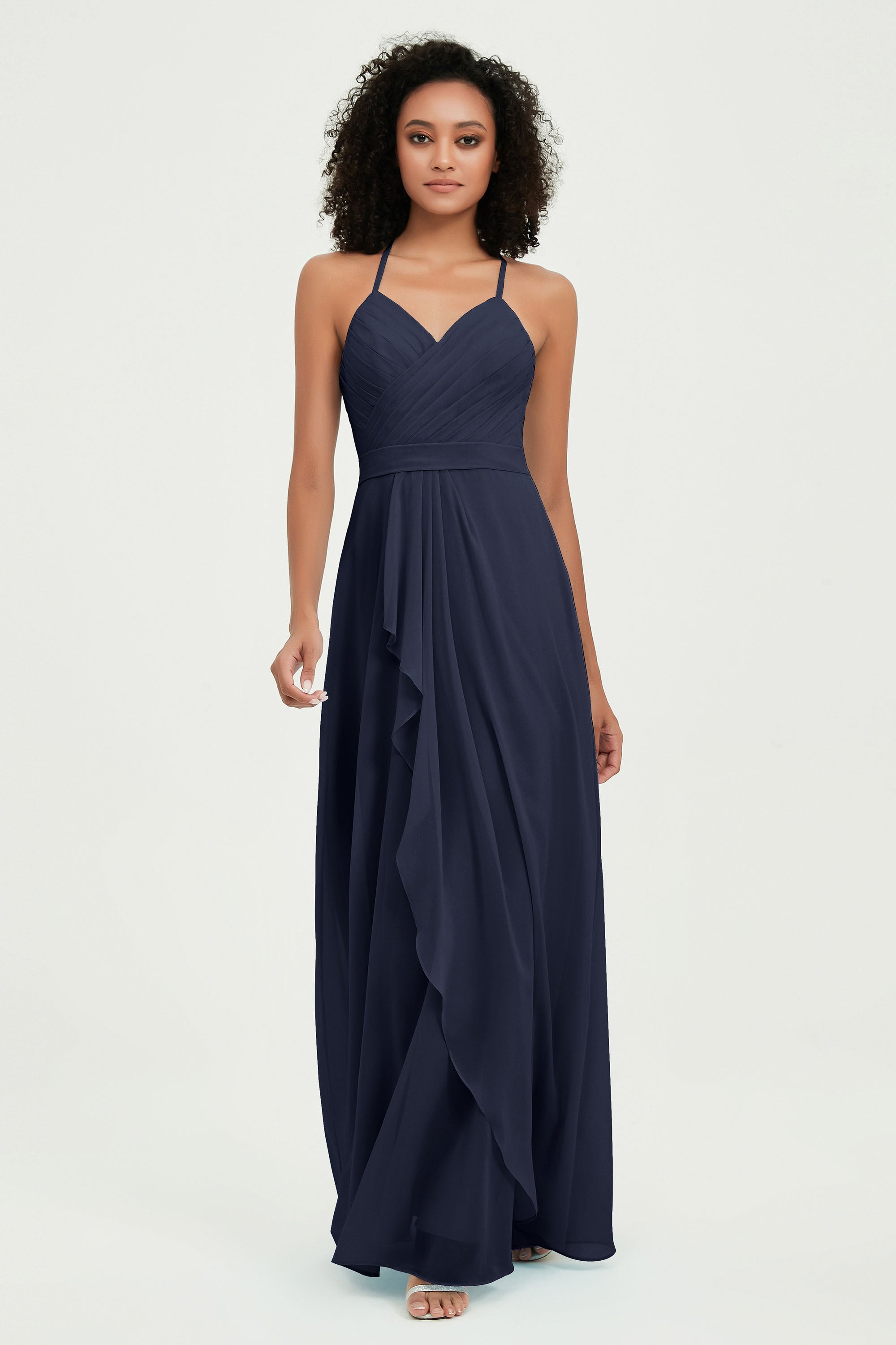 Halter Chiffon Simple Bridesmaid Dresses Formal Evening Party gowns Dress Sleeveless