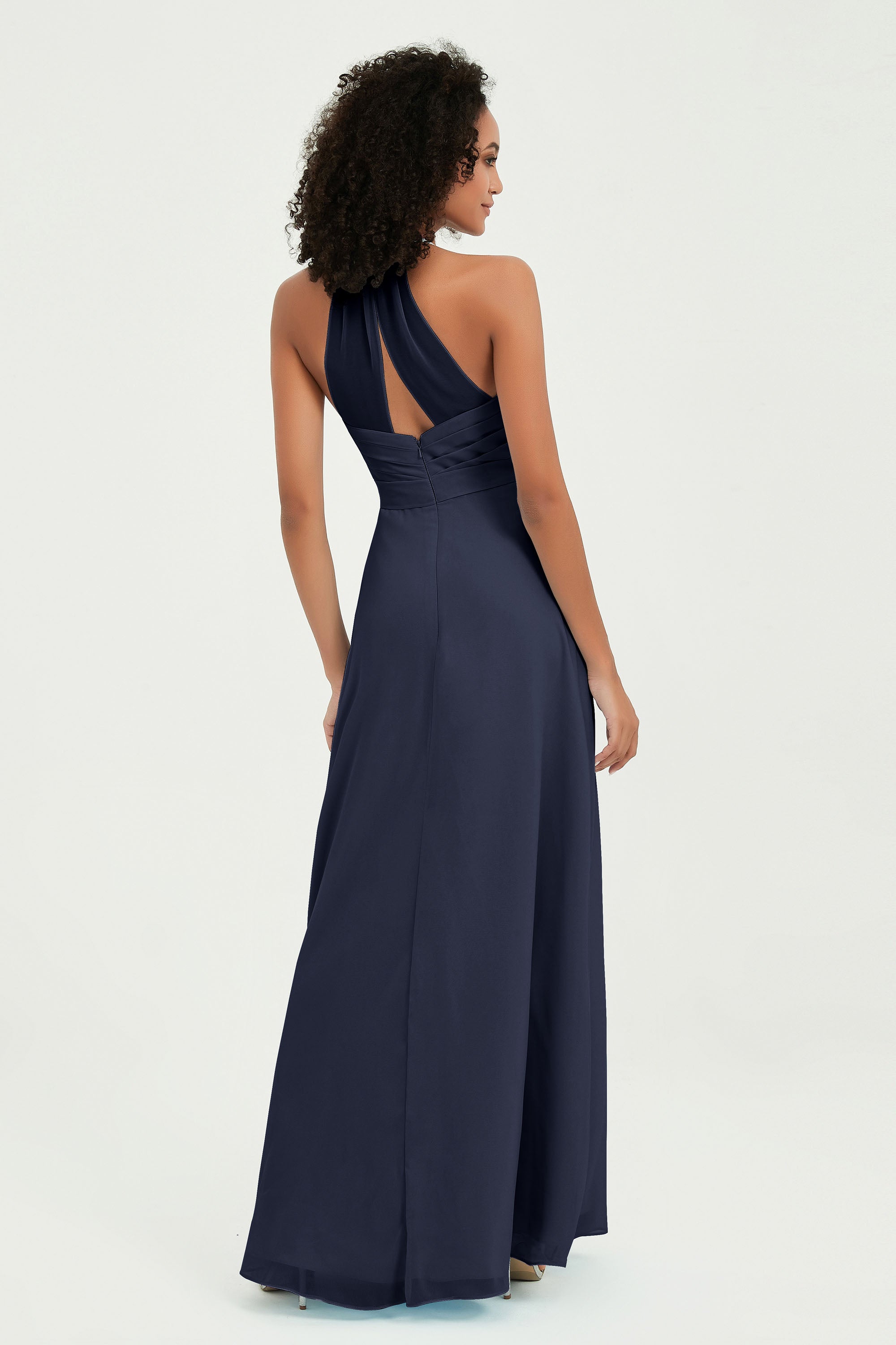 Halter Chiffon Simple Bridesmaid Dresses Formal Evening Party gowns Dress Sleeveless