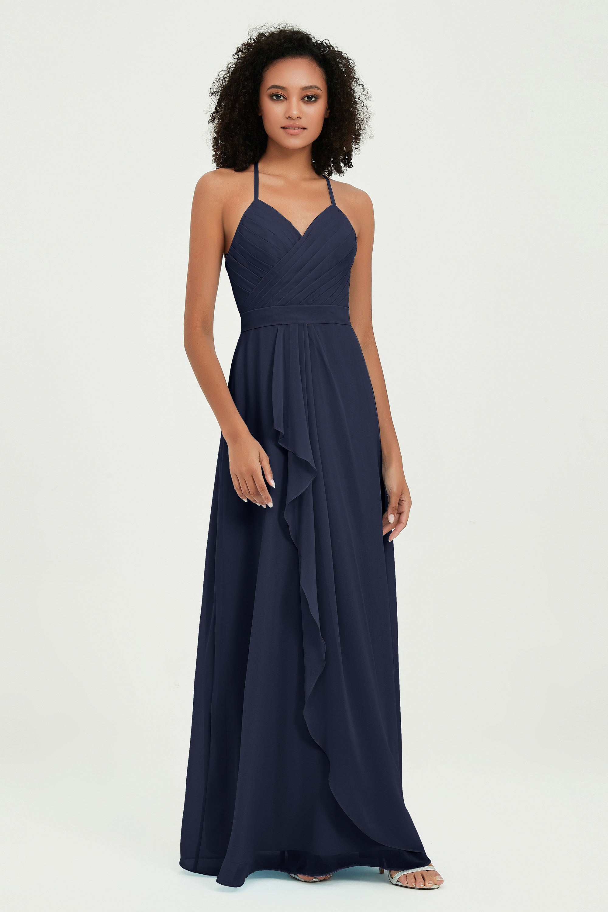 Halter Chiffon Simple Bridesmaid Dresses Formal Evening Party gowns Dress Sleeveless