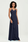 Halter Chiffon Simple Bridesmaid Dresses Formal Evening Party gowns Dress Sleeveless