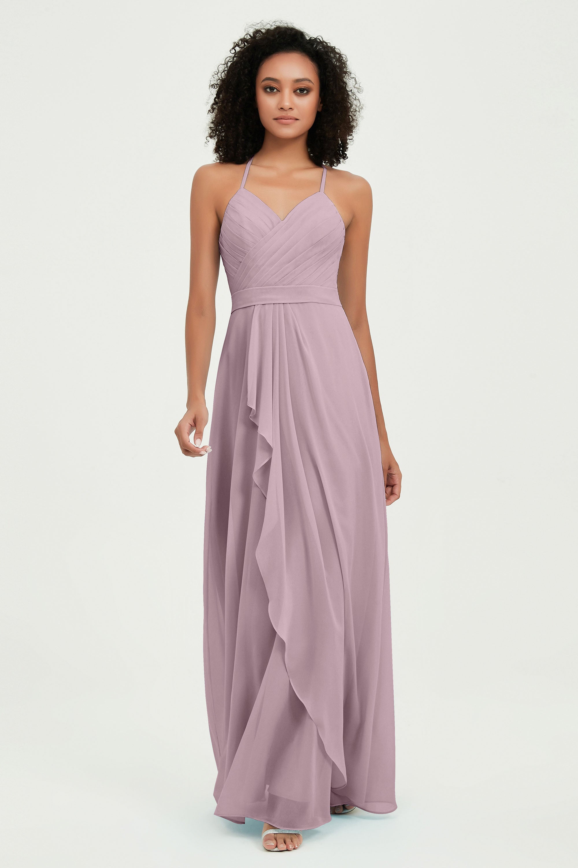 Halter Chiffon Simple Bridesmaid Dresses Formal Evening Party gowns Dress Sleeveless