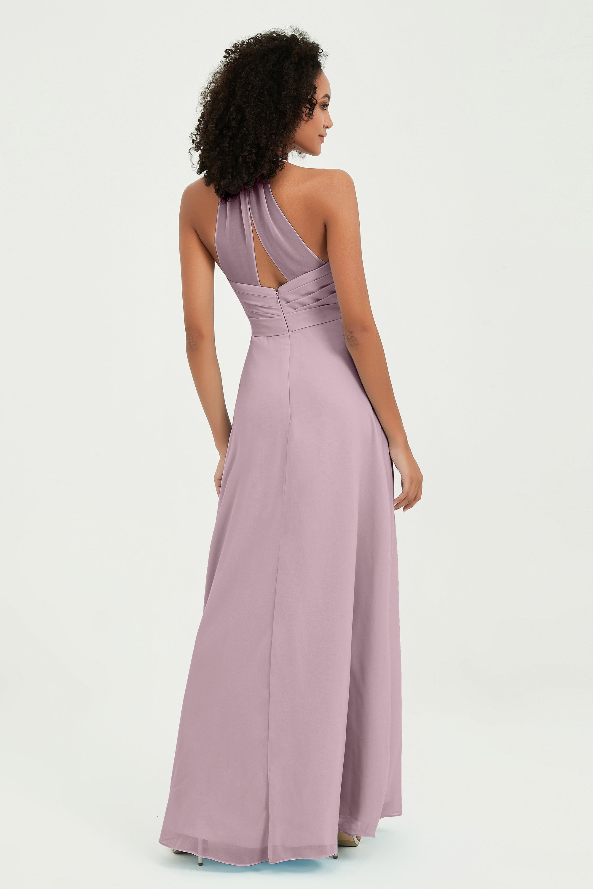 Halter Chiffon Simple Bridesmaid Dresses Formal Evening Party gowns Dress Sleeveless
