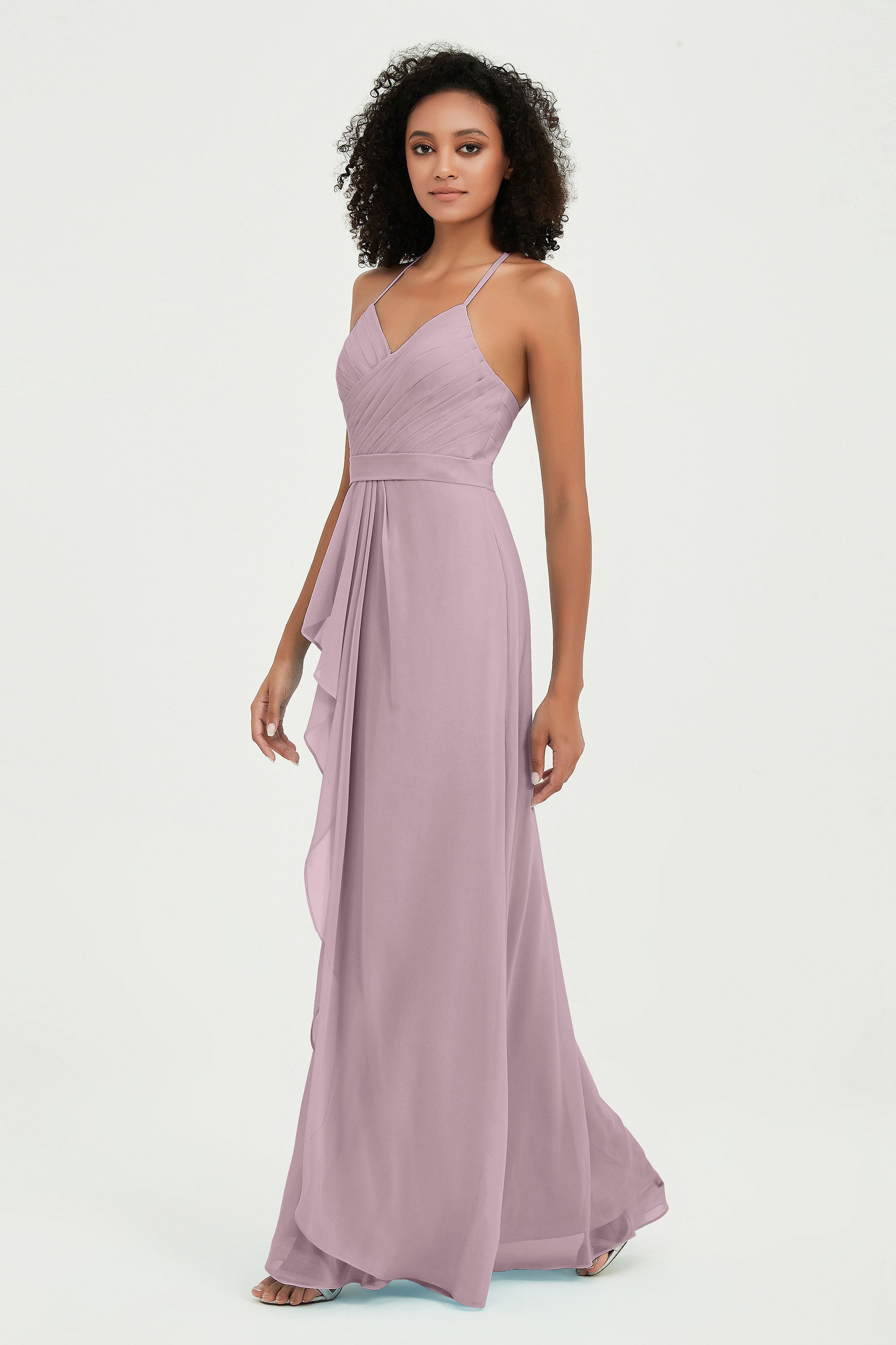 Halter Chiffon Simple Bridesmaid Dresses Formal Evening Party gowns Dress Sleeveless