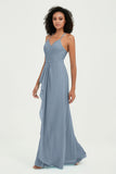 Halter Chiffon Simple Bridesmaid Dresses Formal Evening Party gowns Dress Sleeveless