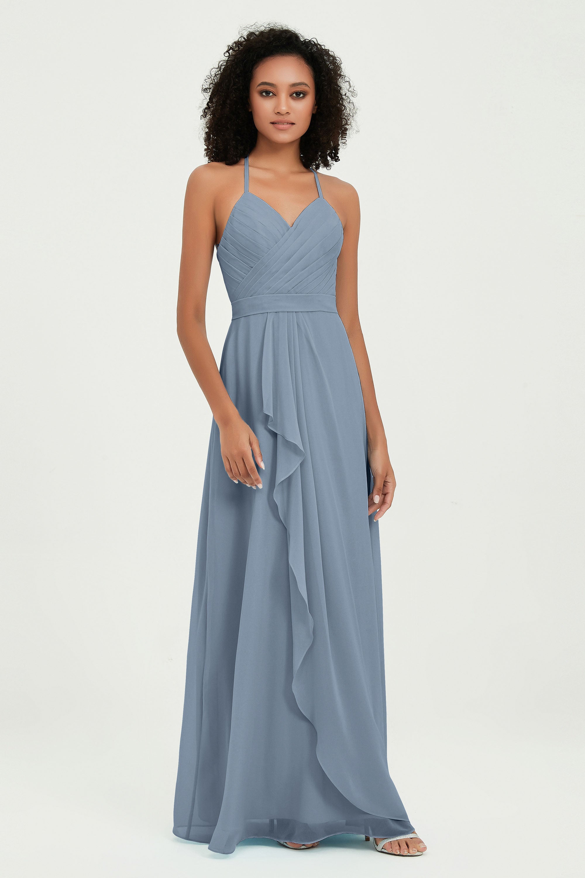 Halter Chiffon Simple Bridesmaid Dresses Formal Evening Party gowns Dress Sleeveless