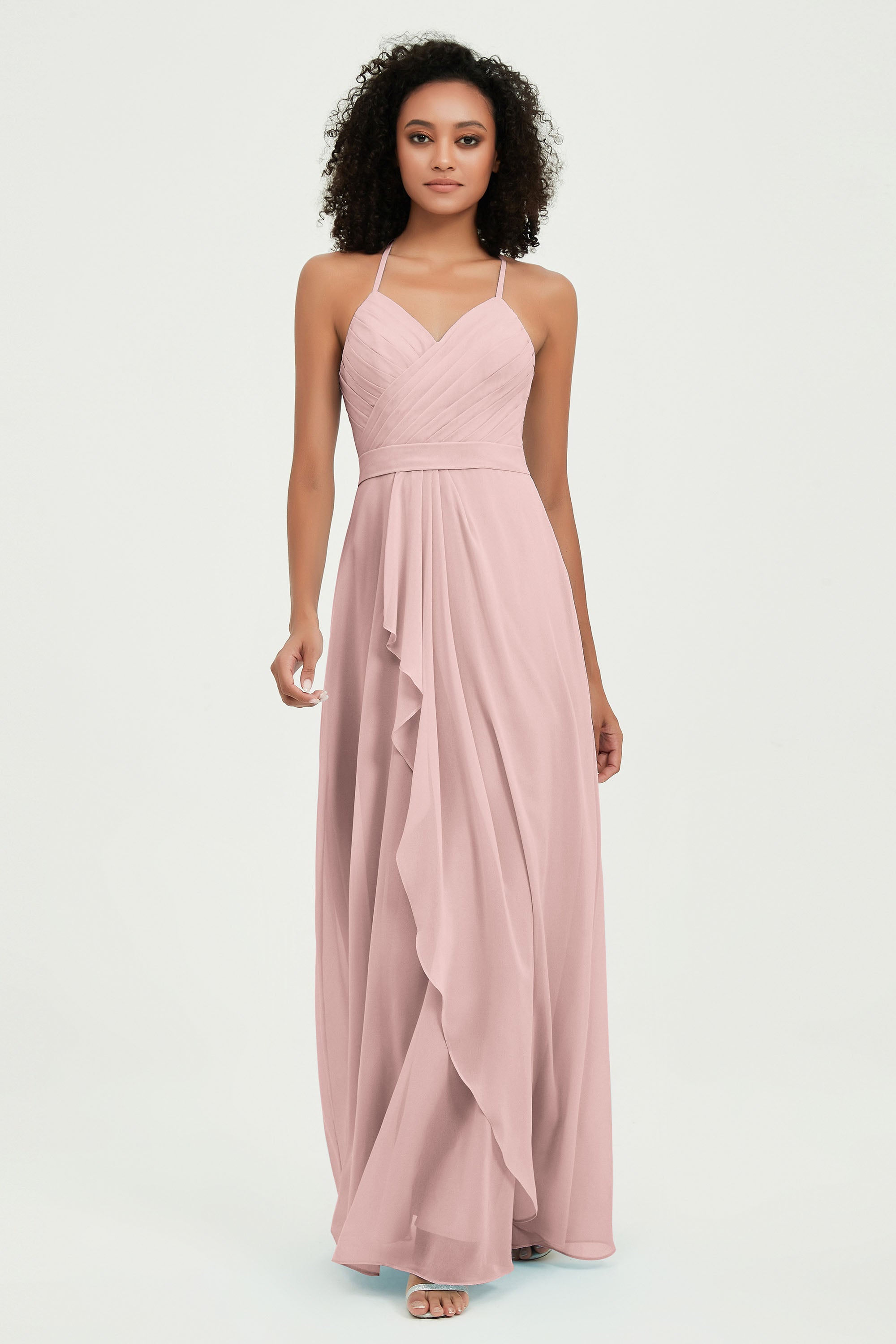 Halter Chiffon Simple Bridesmaid Dresses Formal Evening Party gowns Dress Sleeveless
