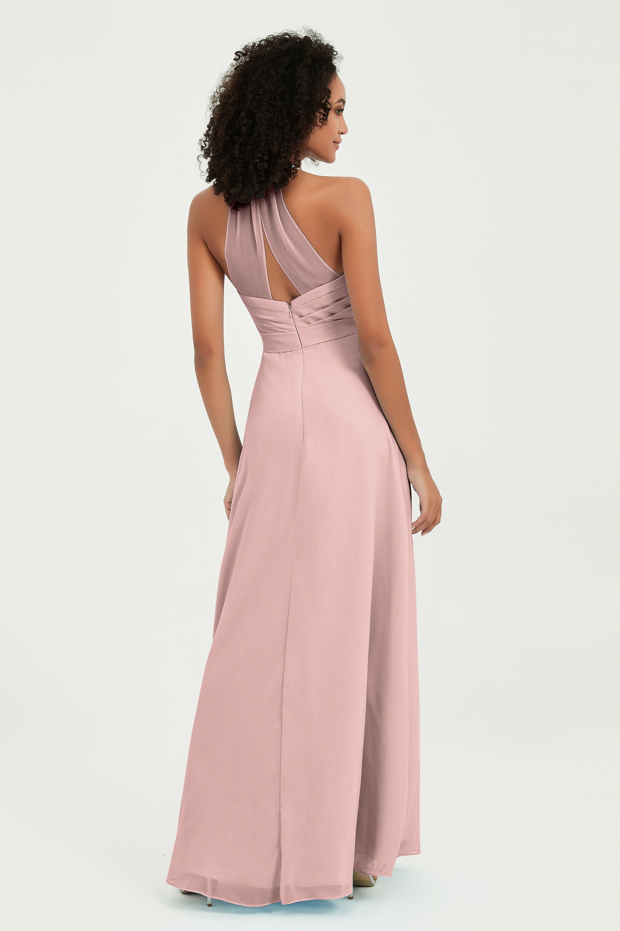 Halter Chiffon Simple Bridesmaid Dresses Formal Evening Party gowns Dress Sleeveless