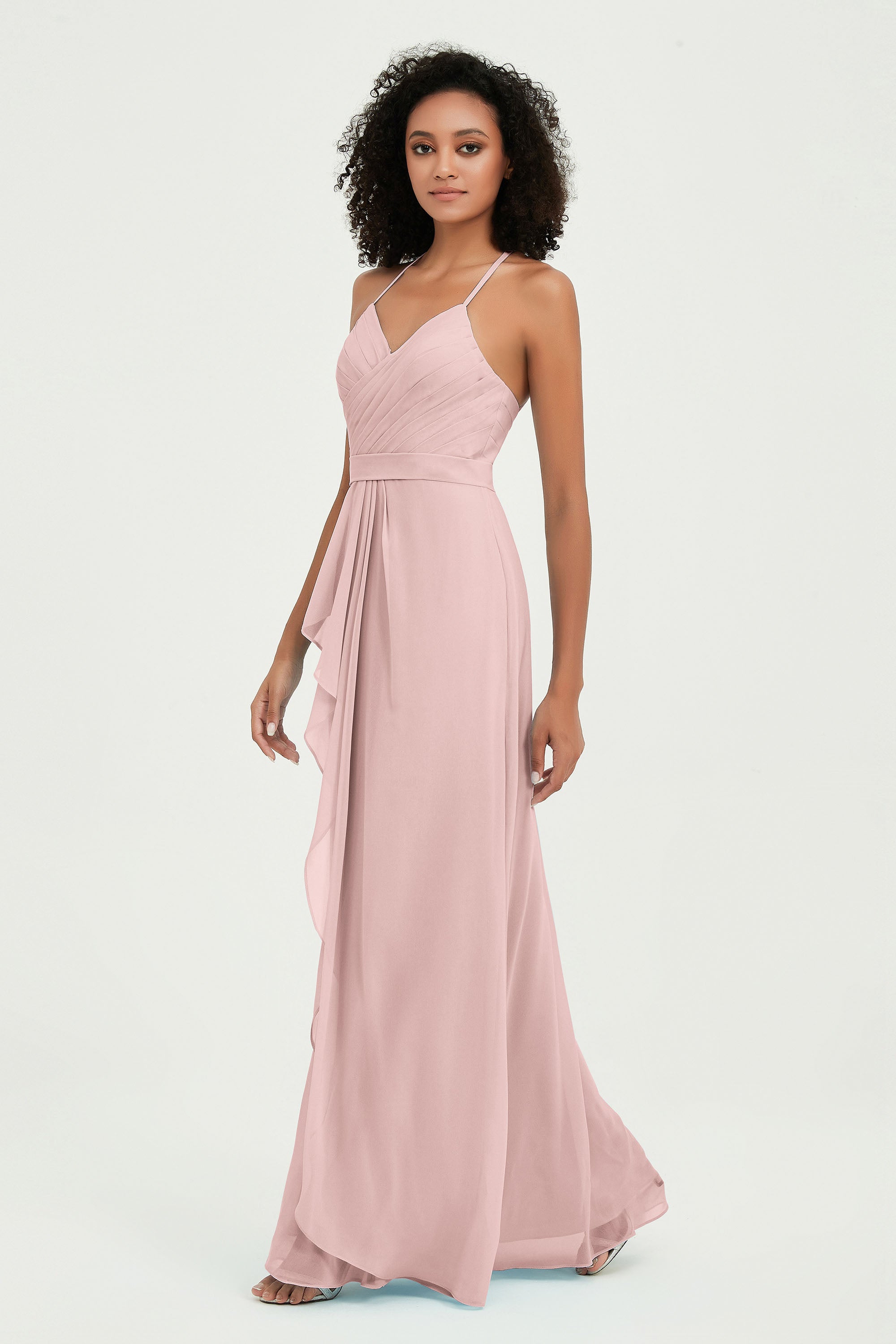 Halter Chiffon Simple Bridesmaid Dresses Formal Evening Party gowns Dress Sleeveless