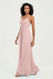 Halter Chiffon Simple Bridesmaid Dresses Formal Evening Party gowns Dress Sleeveless