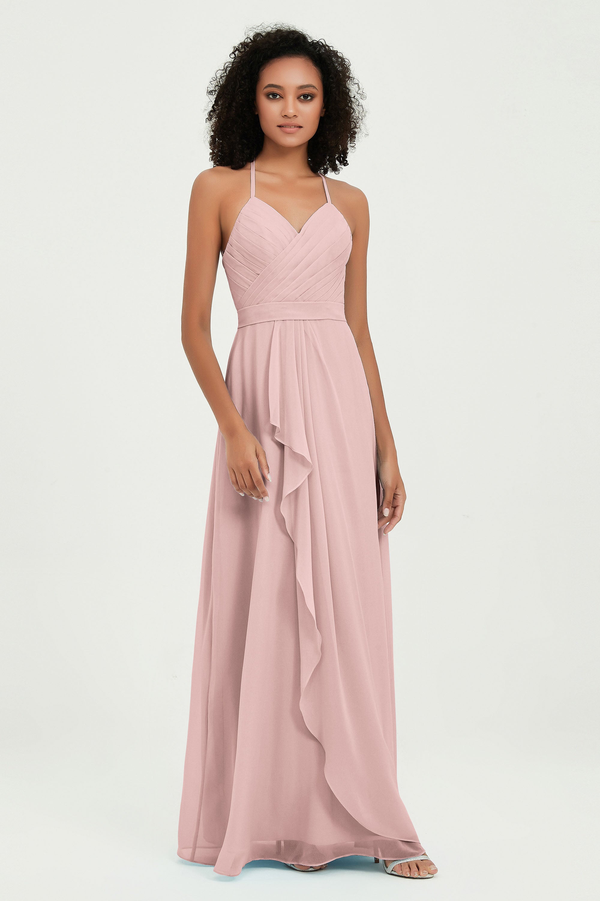 Halter Chiffon Simple Bridesmaid Dresses Formal Evening Party gowns Dress Sleeveless