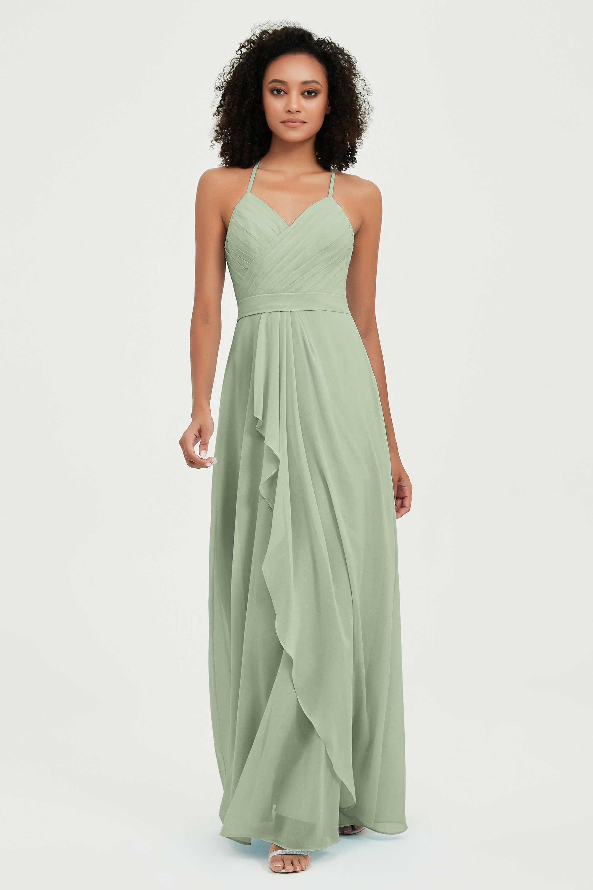Halter Chiffon Simple Bridesmaid Dresses Formal Evening Party gowns Dress Sleeveless