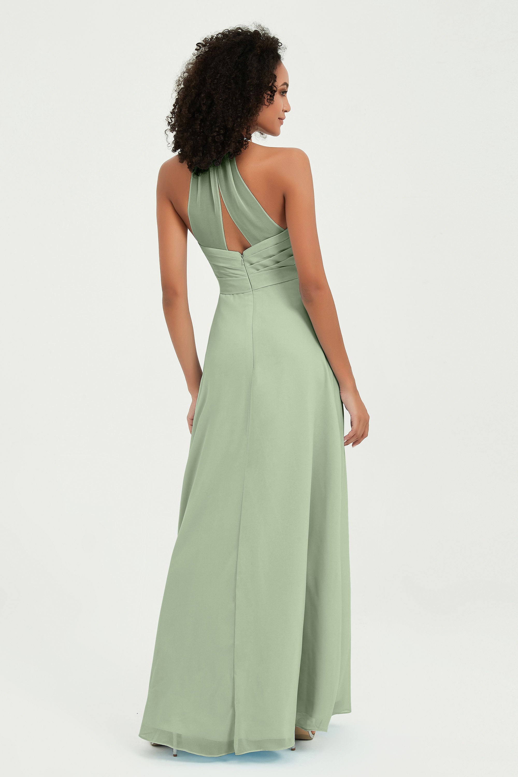 Halter Chiffon Simple Bridesmaid Dresses Formal Evening Party gowns Dress Sleeveless