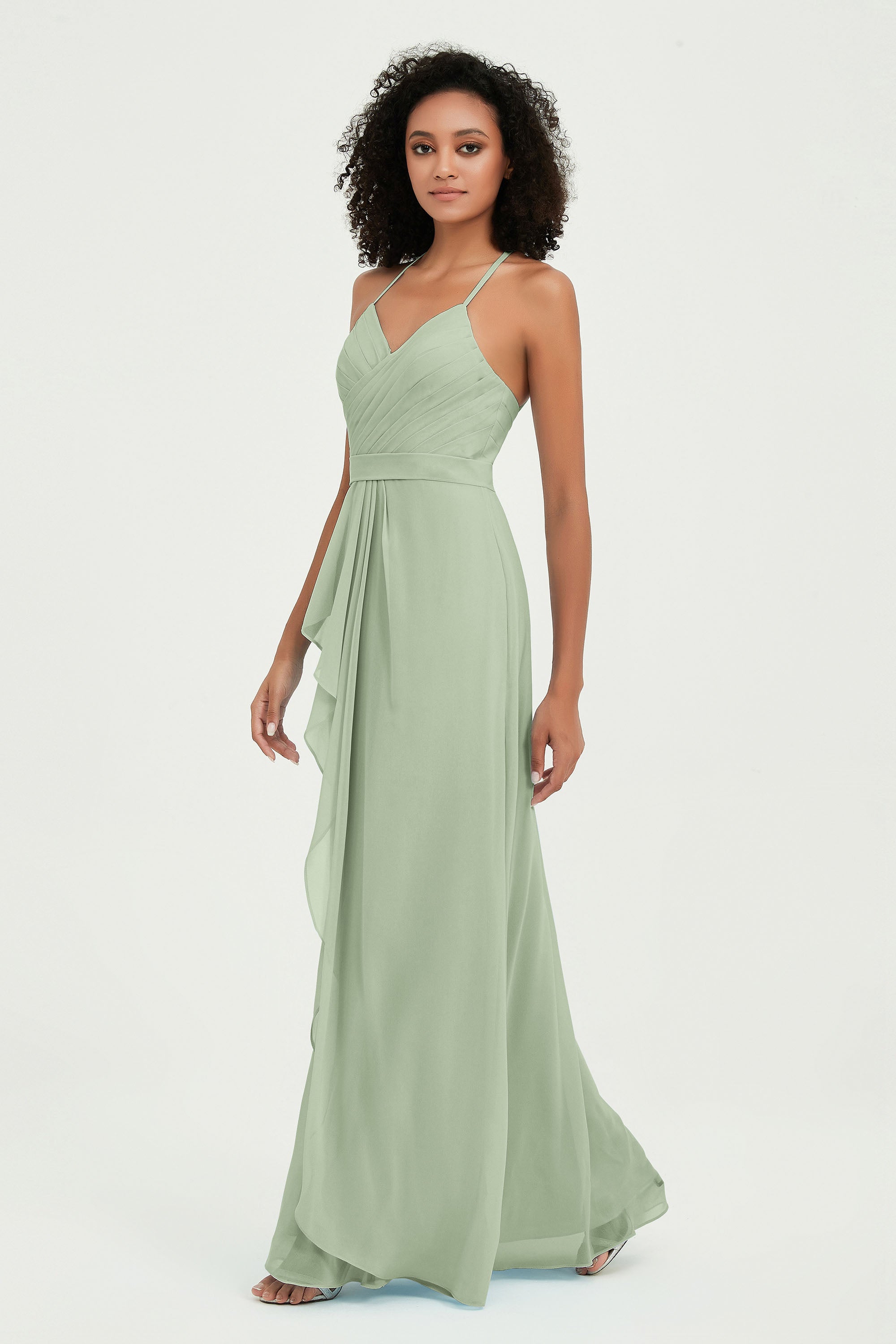 Halter Chiffon Simple Bridesmaid Dresses Formal Evening Party gowns Dress Sleeveless