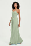 Halter Chiffon Simple Bridesmaid Dresses Formal Evening Party gowns Dress Sleeveless