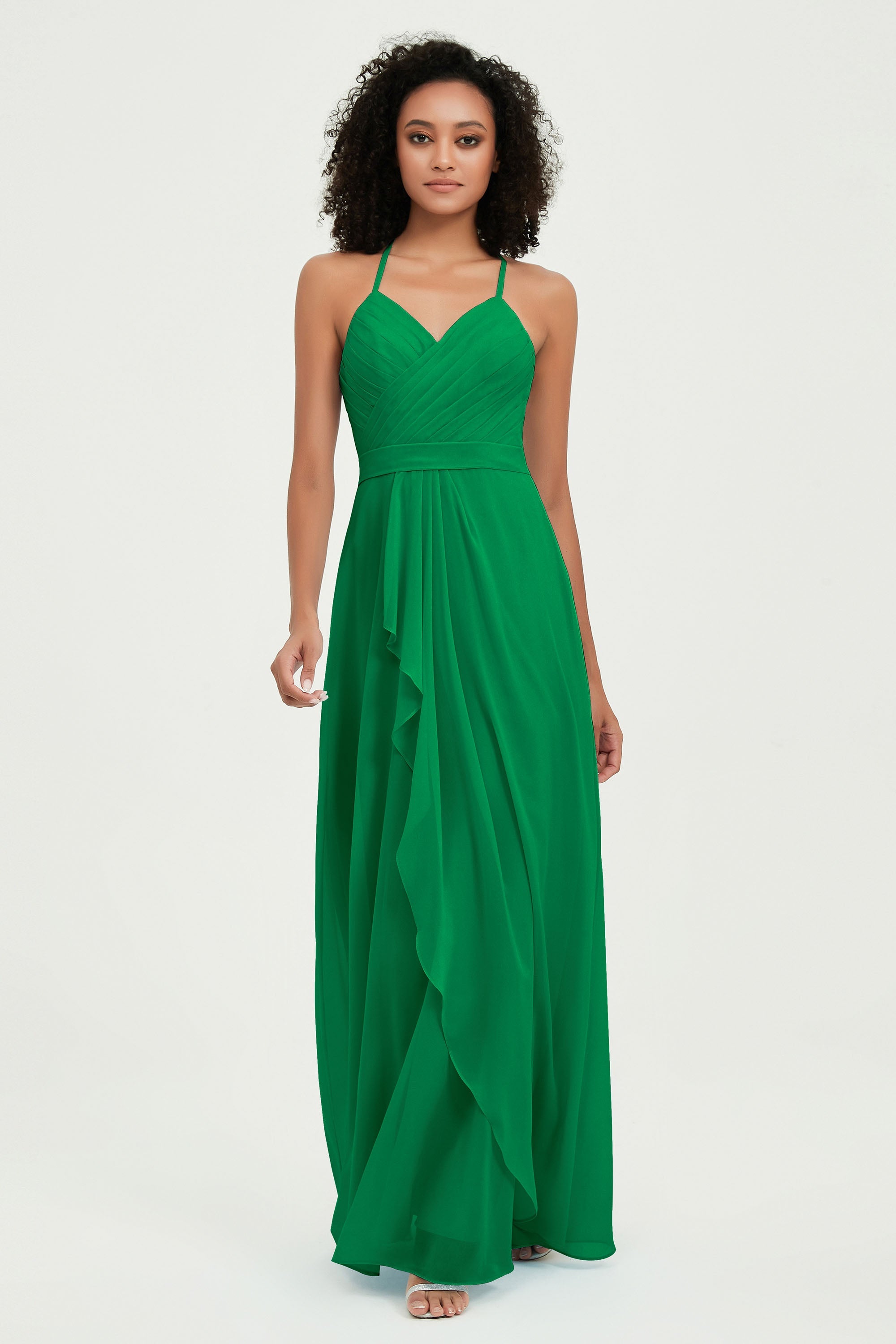 Halter Chiffon Simple Bridesmaid Dresses Formal Evening Party gowns Dress Sleeveless