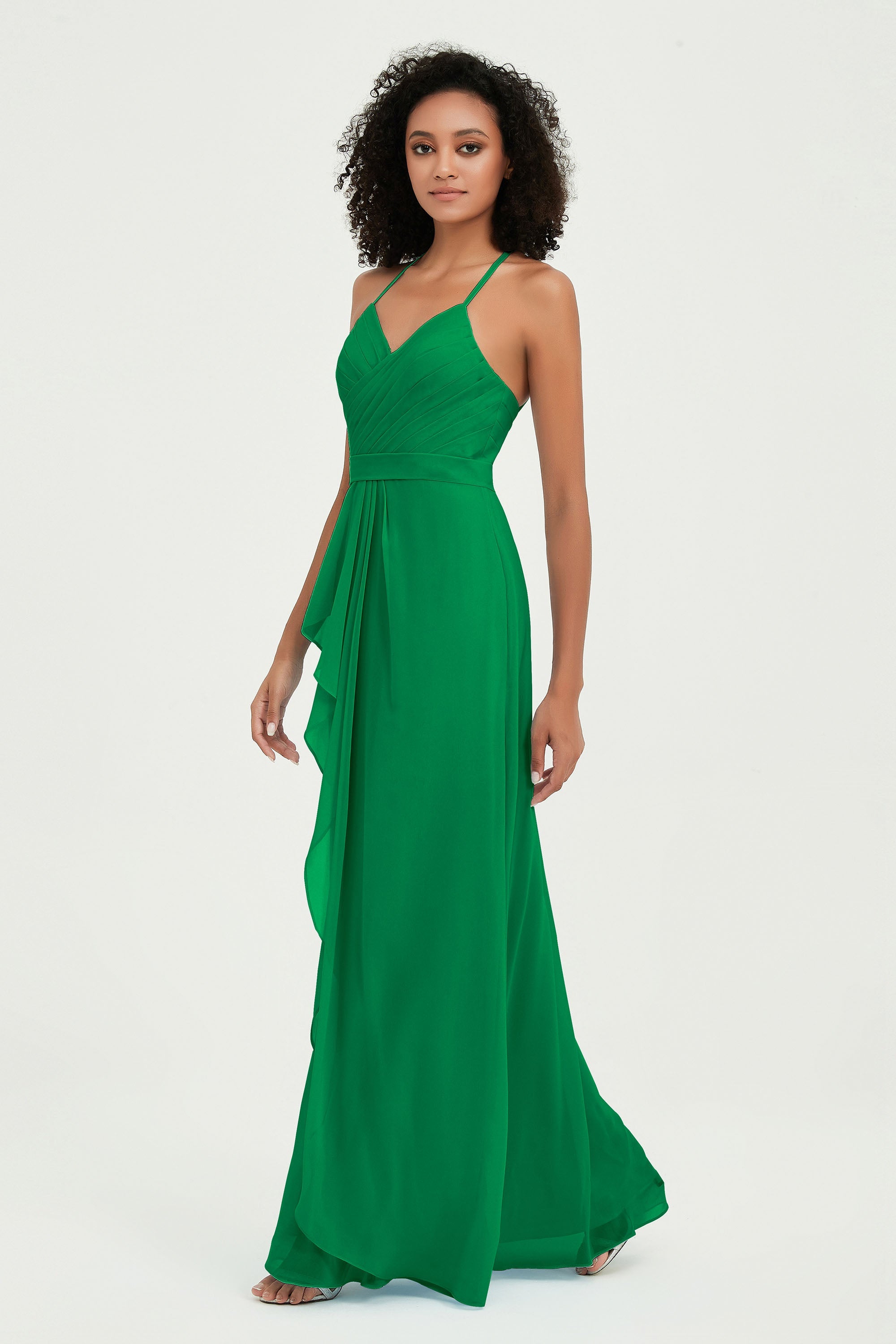 Halter Chiffon Simple Bridesmaid Dresses Formal Evening Party gowns Dress Sleeveless