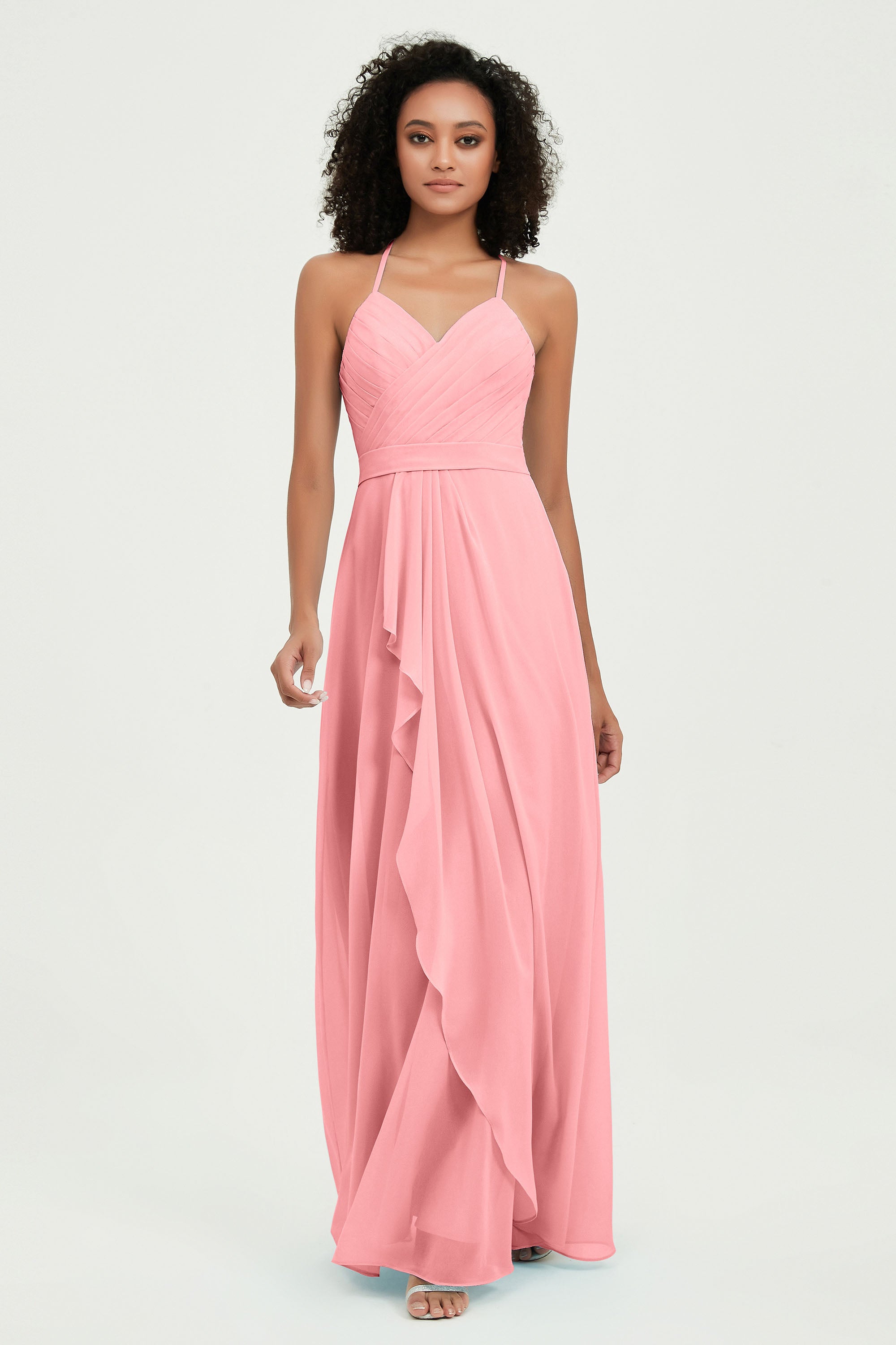 Halter Chiffon Simple Bridesmaid Dresses Formal Evening Party gowns Dress Sleeveless
