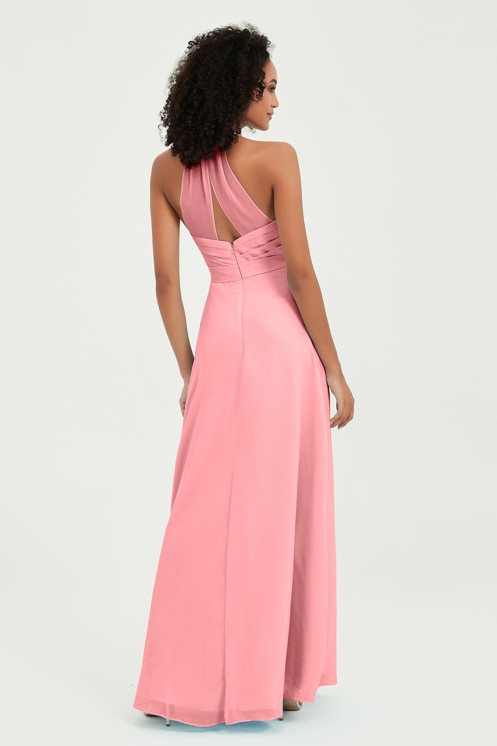 Halter Chiffon Simple Bridesmaid Dresses Formal Evening Party gowns Dress Sleeveless