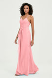 Halter Chiffon Simple Bridesmaid Dresses Formal Evening Party gowns Dress Sleeveless