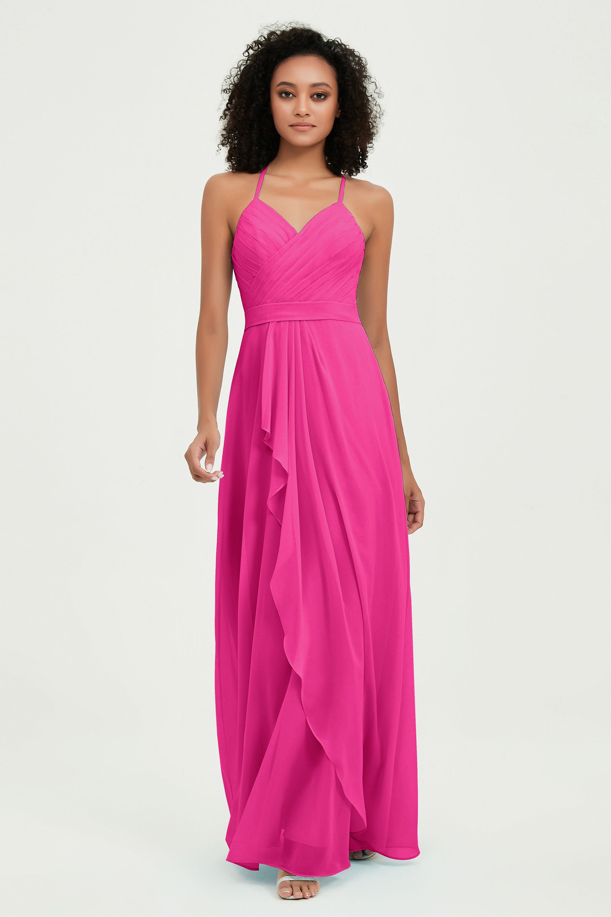 Halter Chiffon Simple Bridesmaid Dresses Formal Evening Party gowns Dress Sleeveless