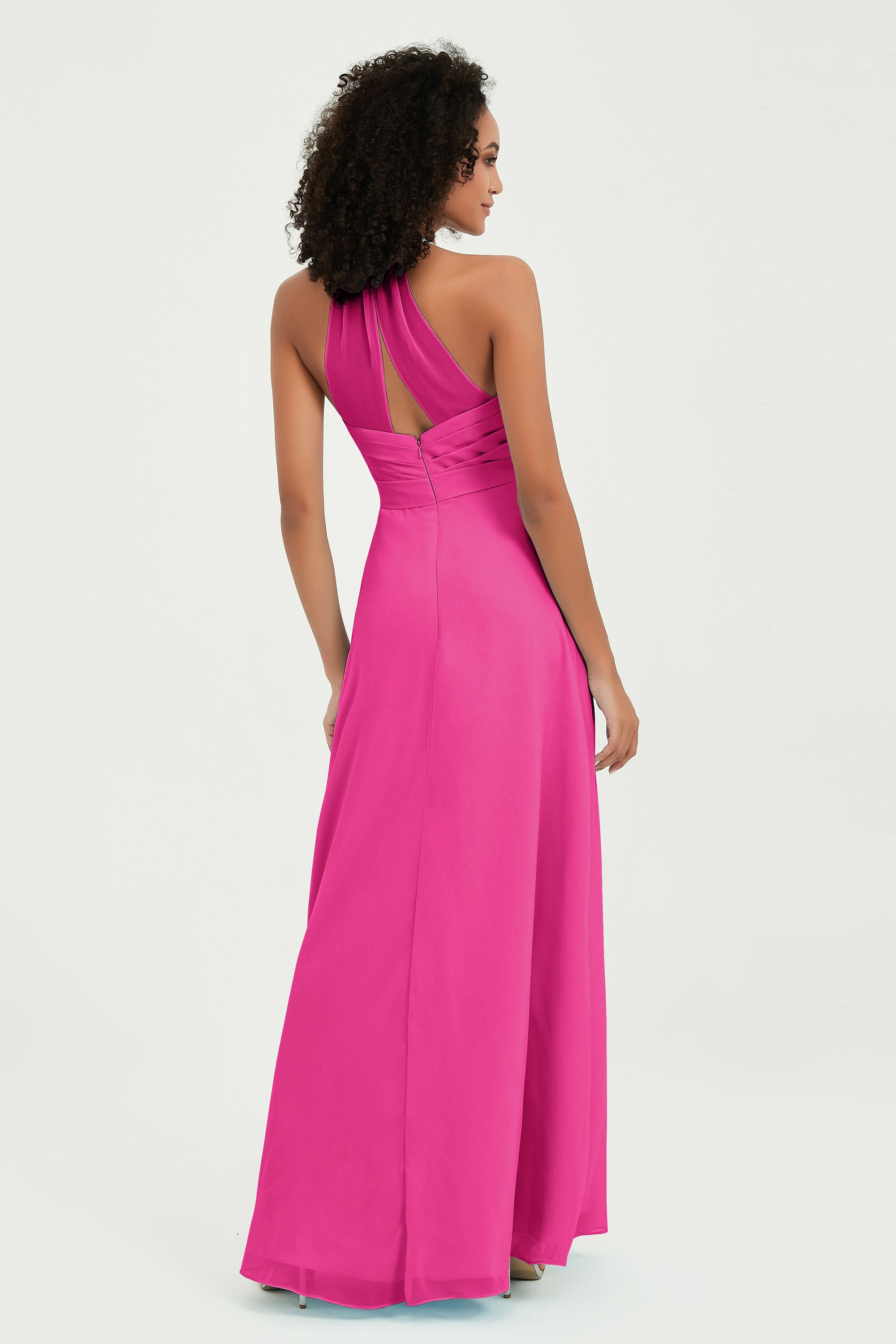 Halter Chiffon Simple Bridesmaid Dresses Formal Evening Party gowns Dress Sleeveless
