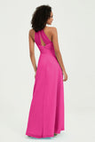 Halter Chiffon Simple Bridesmaid Dresses Formal Evening Party gowns Dress Sleeveless