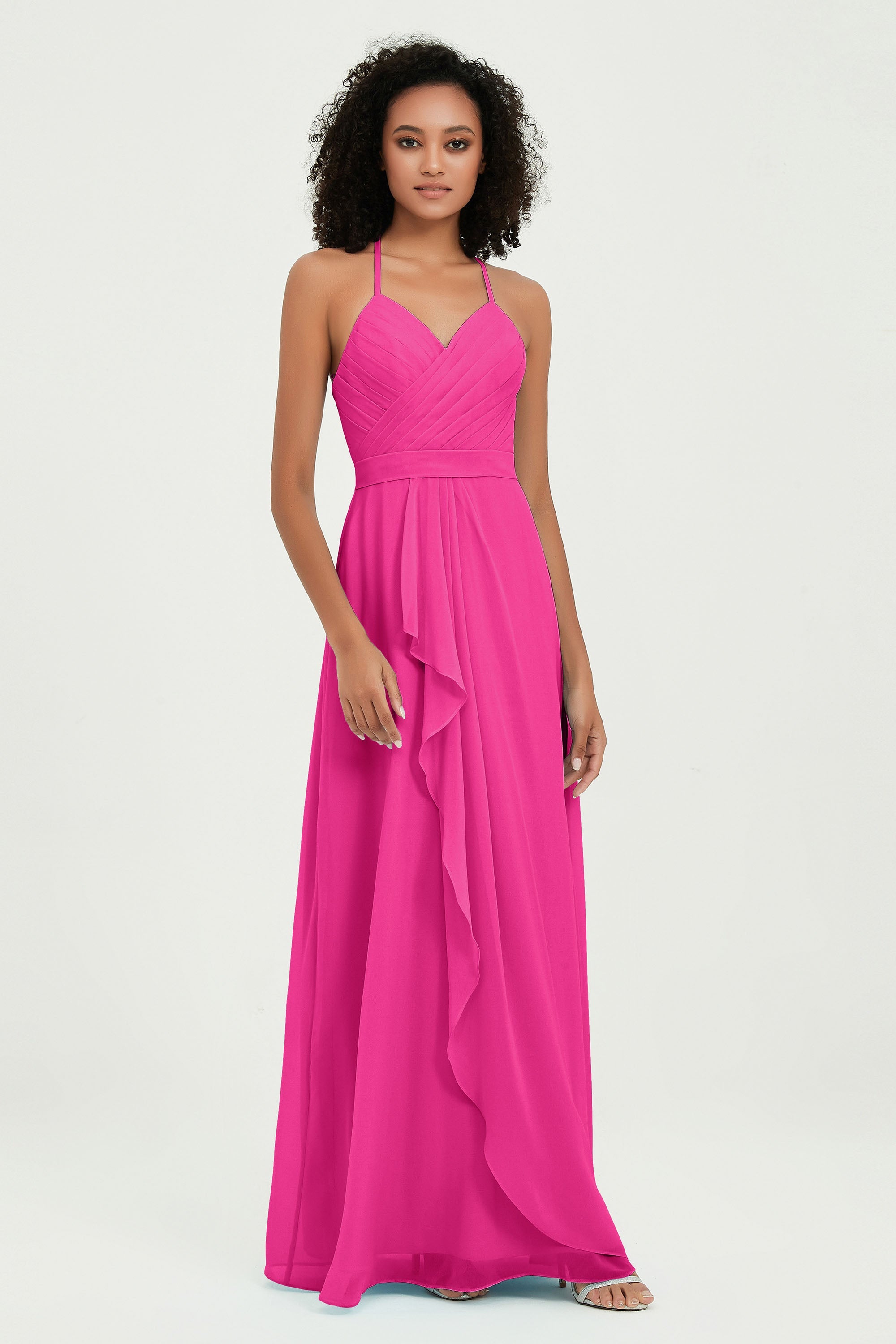 Halter Chiffon Simple Bridesmaid Dresses Formal Evening Party gowns Dress Sleeveless