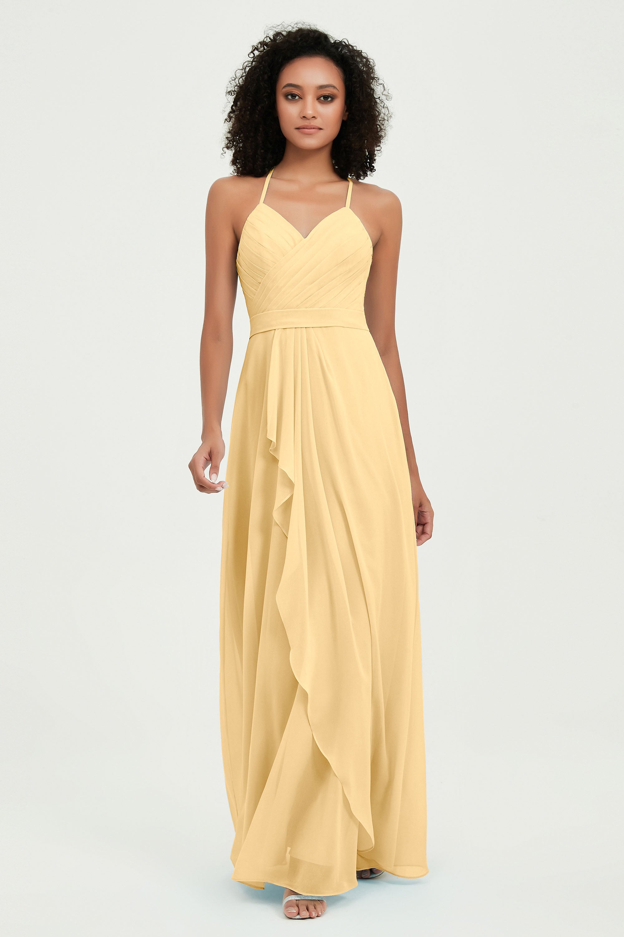 Halter Chiffon Simple Bridesmaid Dresses Formal Evening Party gowns Dress Sleeveless