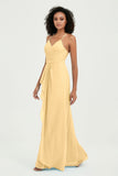 Halter Chiffon Simple Bridesmaid Dresses Formal Evening Party gowns Dress Sleeveless