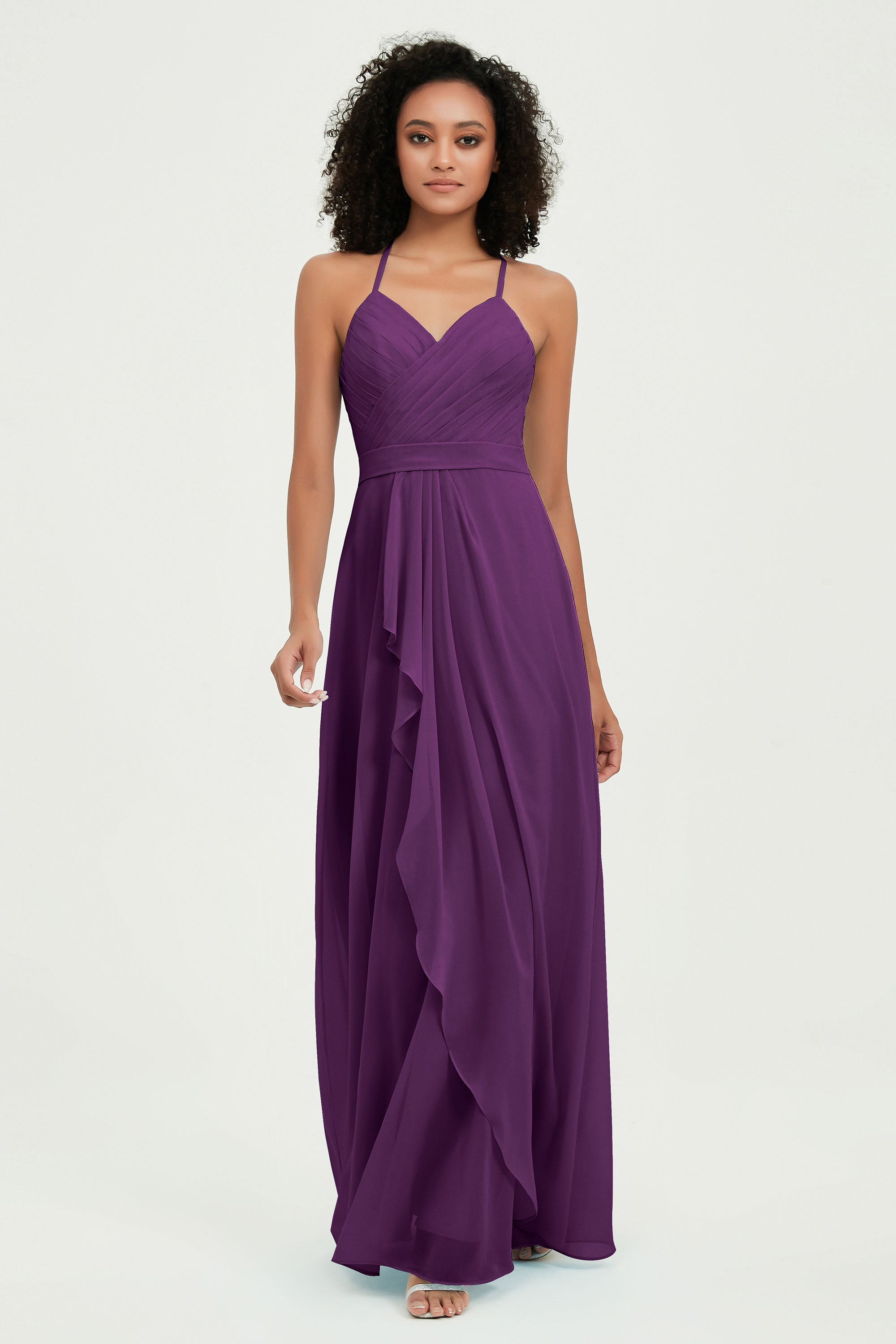 Halter Chiffon Simple Bridesmaid Dresses Formal Evening Party gowns Dress Sleeveless