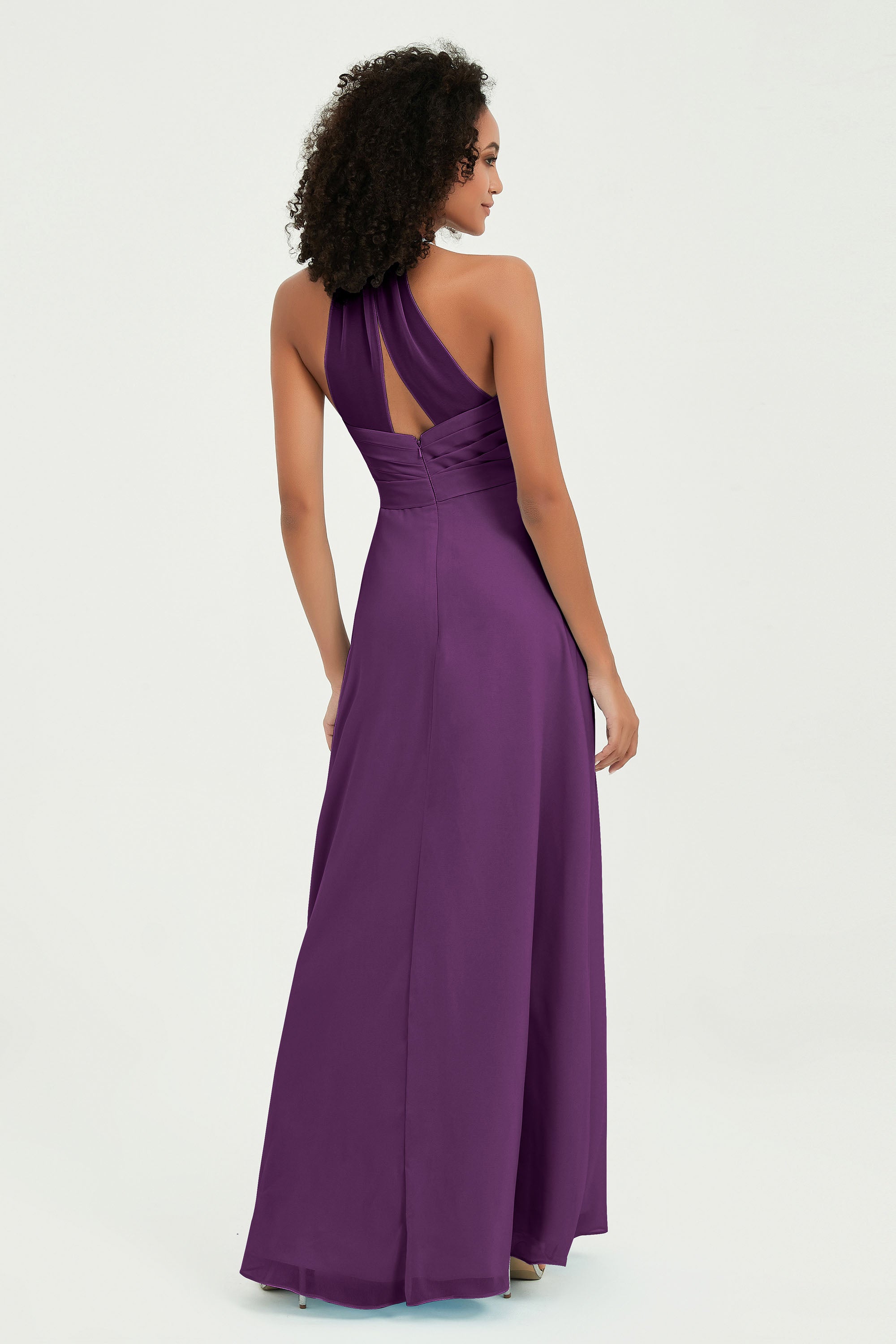 Halter Chiffon Simple Bridesmaid Dresses Formal Evening Party gowns Dress Sleeveless
