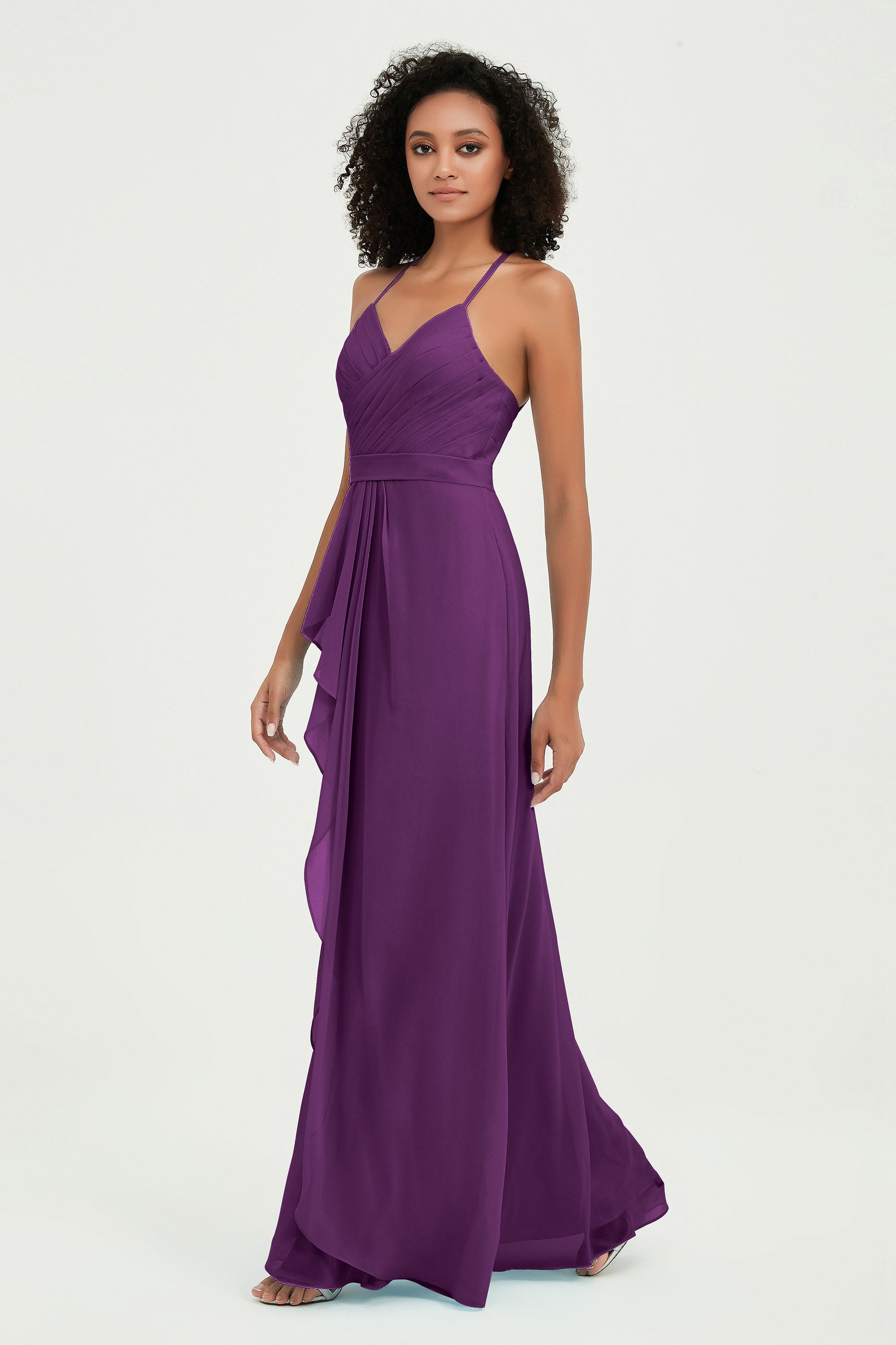 Halter Chiffon Simple Bridesmaid Dresses Formal Evening Party gowns Dress Sleeveless