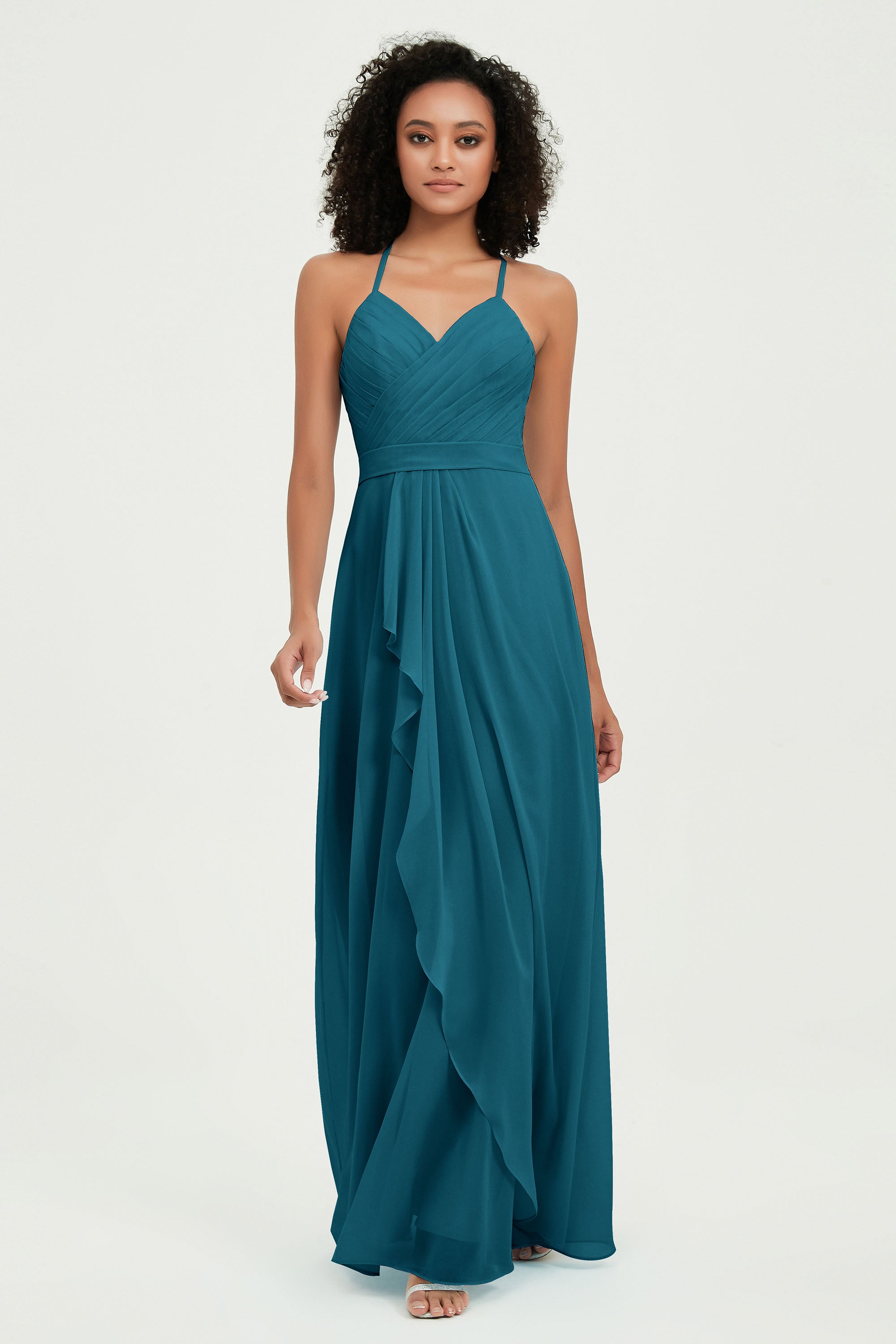 Halter Chiffon Simple Bridesmaid Dresses Formal Evening Party gowns Dress Sleeveless