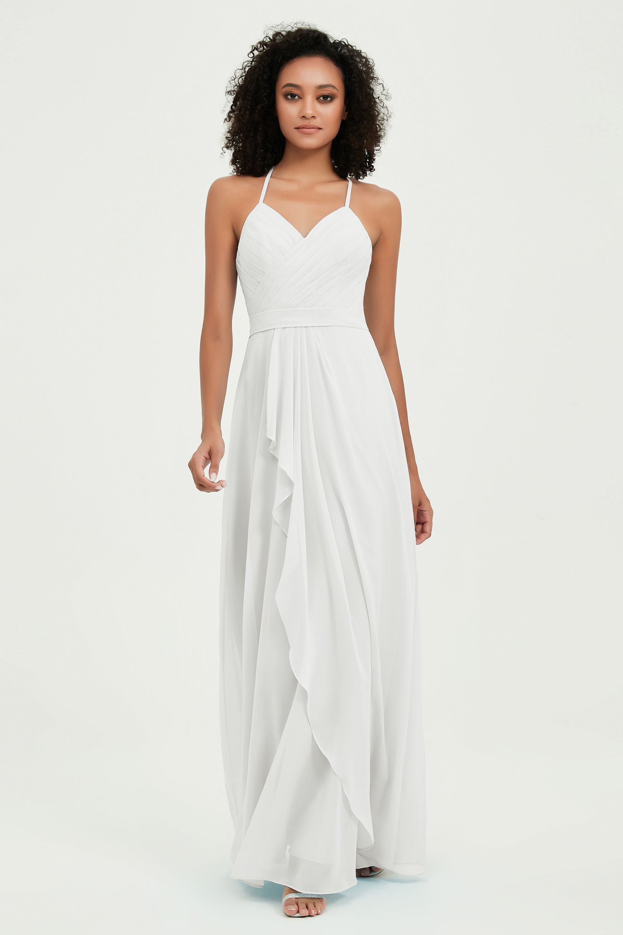 Halter Chiffon Simple Bridesmaid Dresses Formal Evening Party gowns Dress Sleeveless