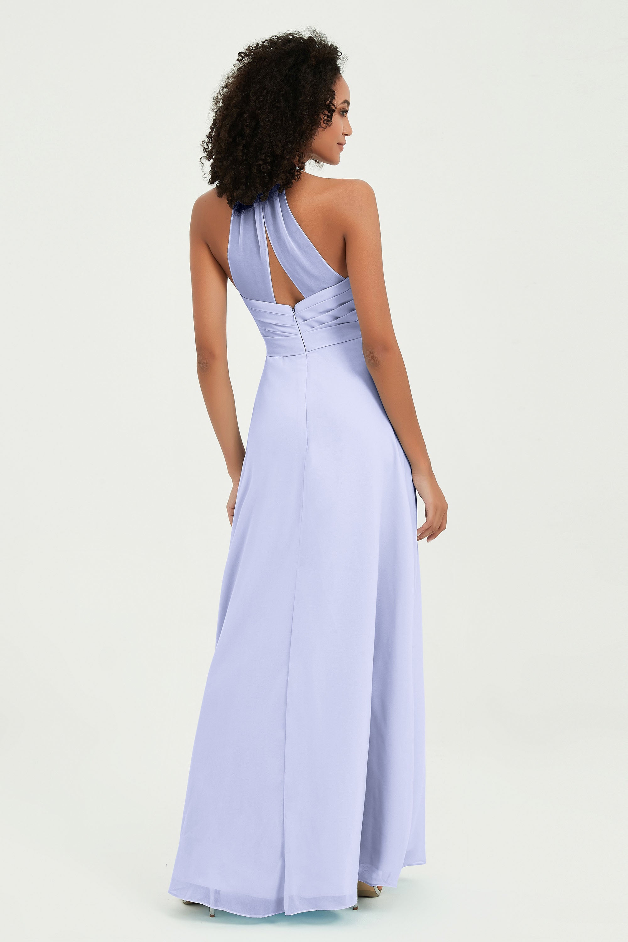 Halter Chiffon Simple Bridesmaid Dresses Formal Evening Party gowns Dress Sleeveless