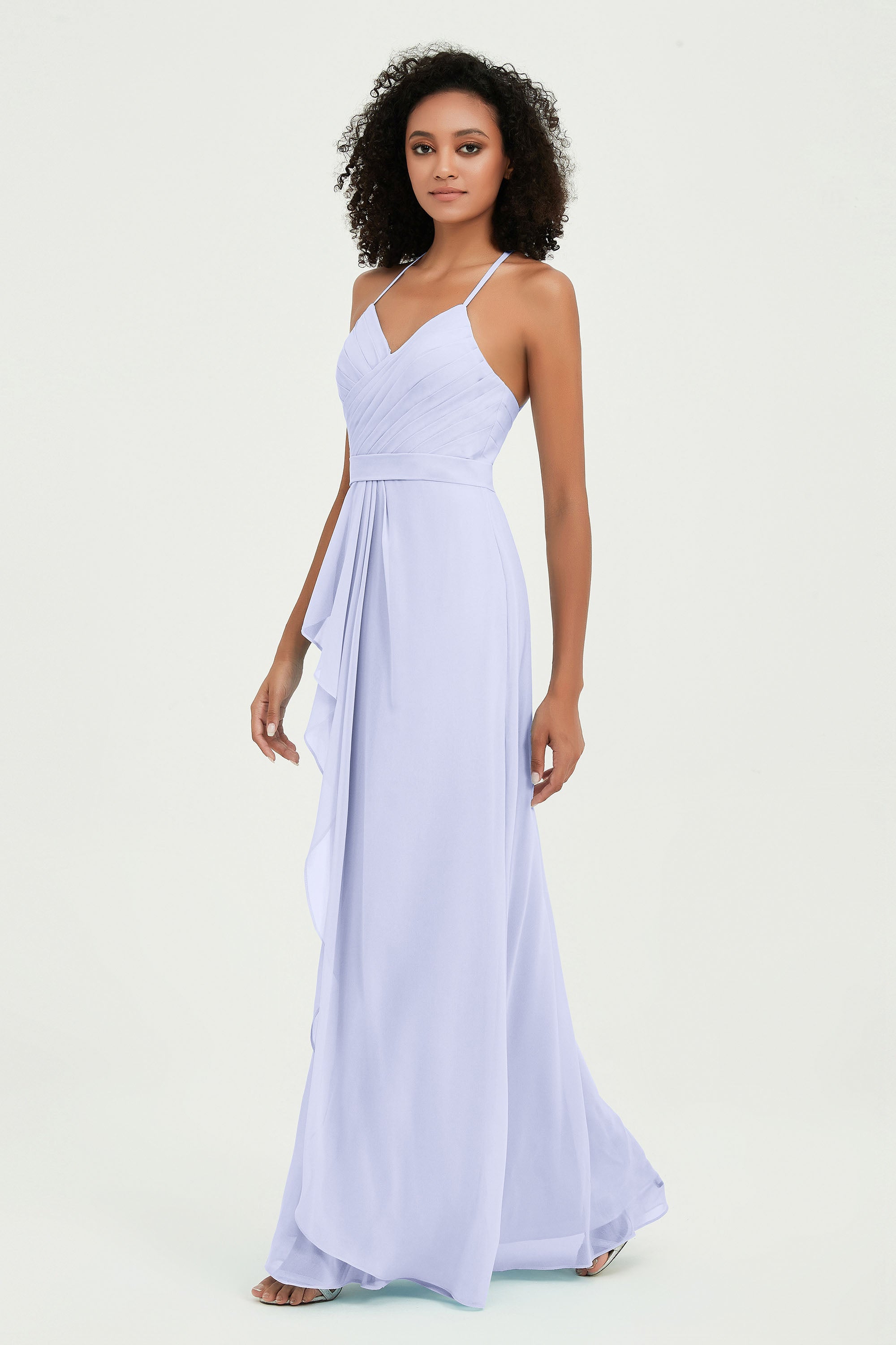 Halter Chiffon Simple Bridesmaid Dresses Formal Evening Party gowns Dress Sleeveless