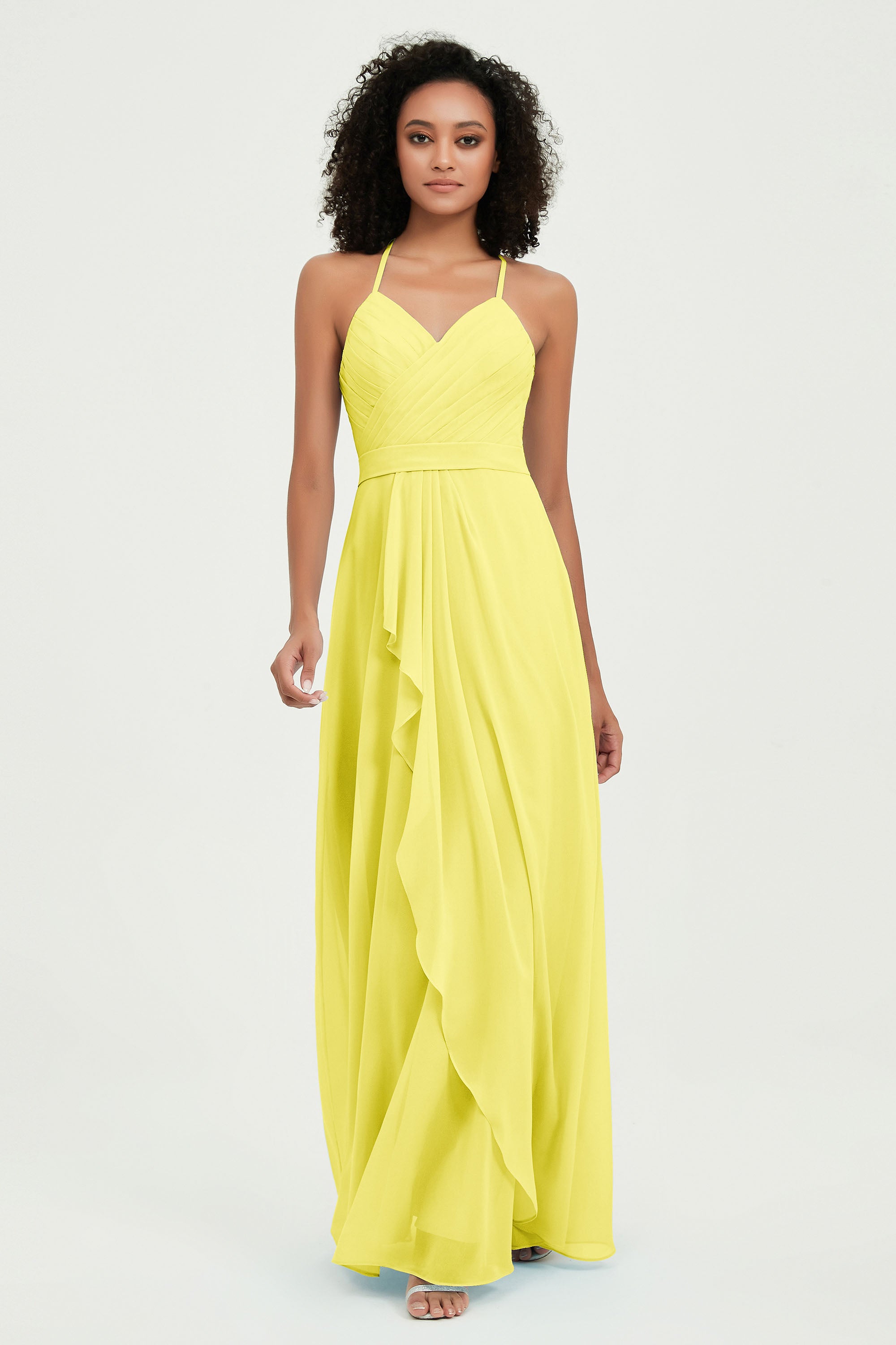 Halter Chiffon Simple Bridesmaid Dresses Formal Evening Party gowns Dress Sleeveless
