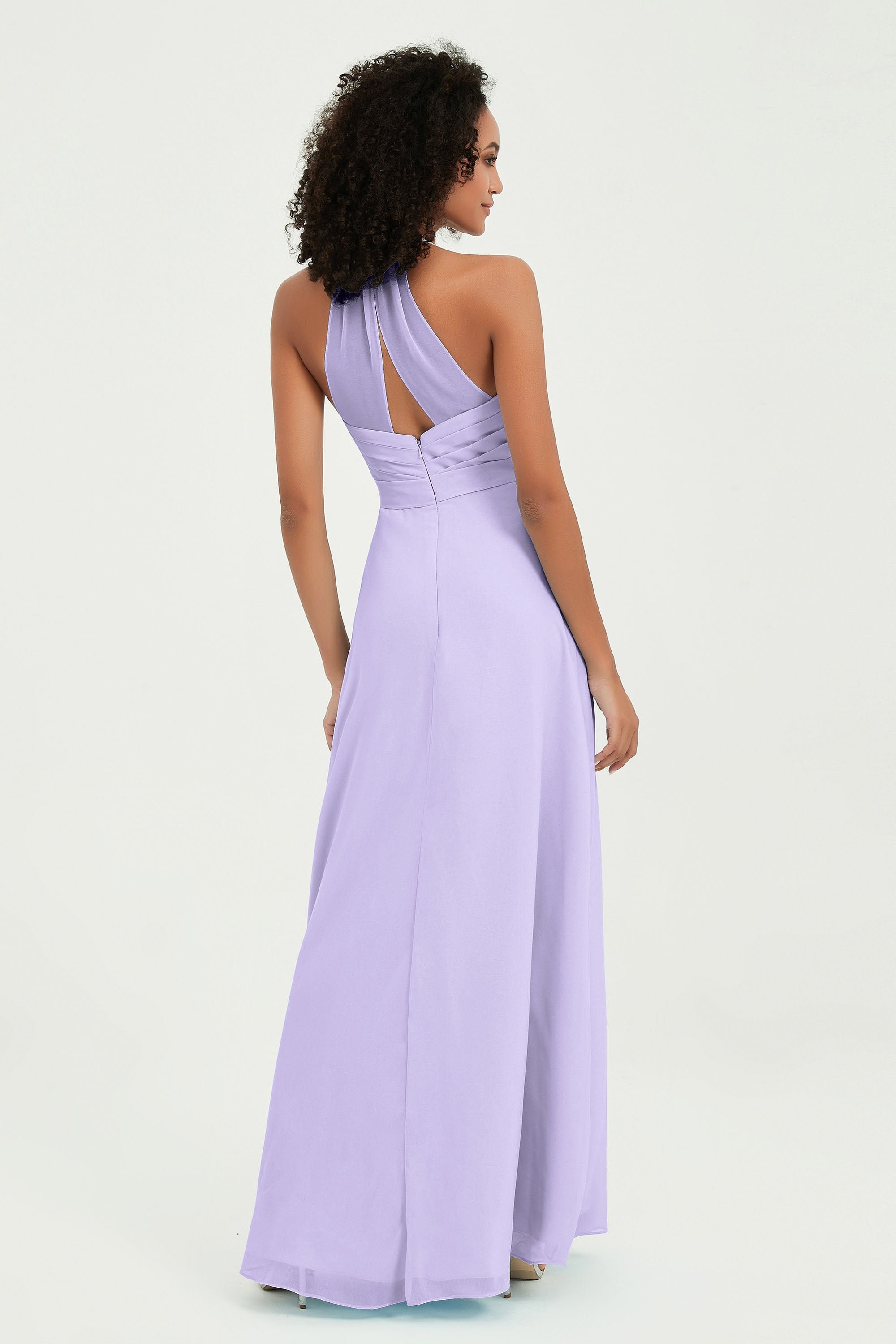 Halter Chiffon Simple Bridesmaid Dresses Formal Evening Party gowns Dress Sleeveless