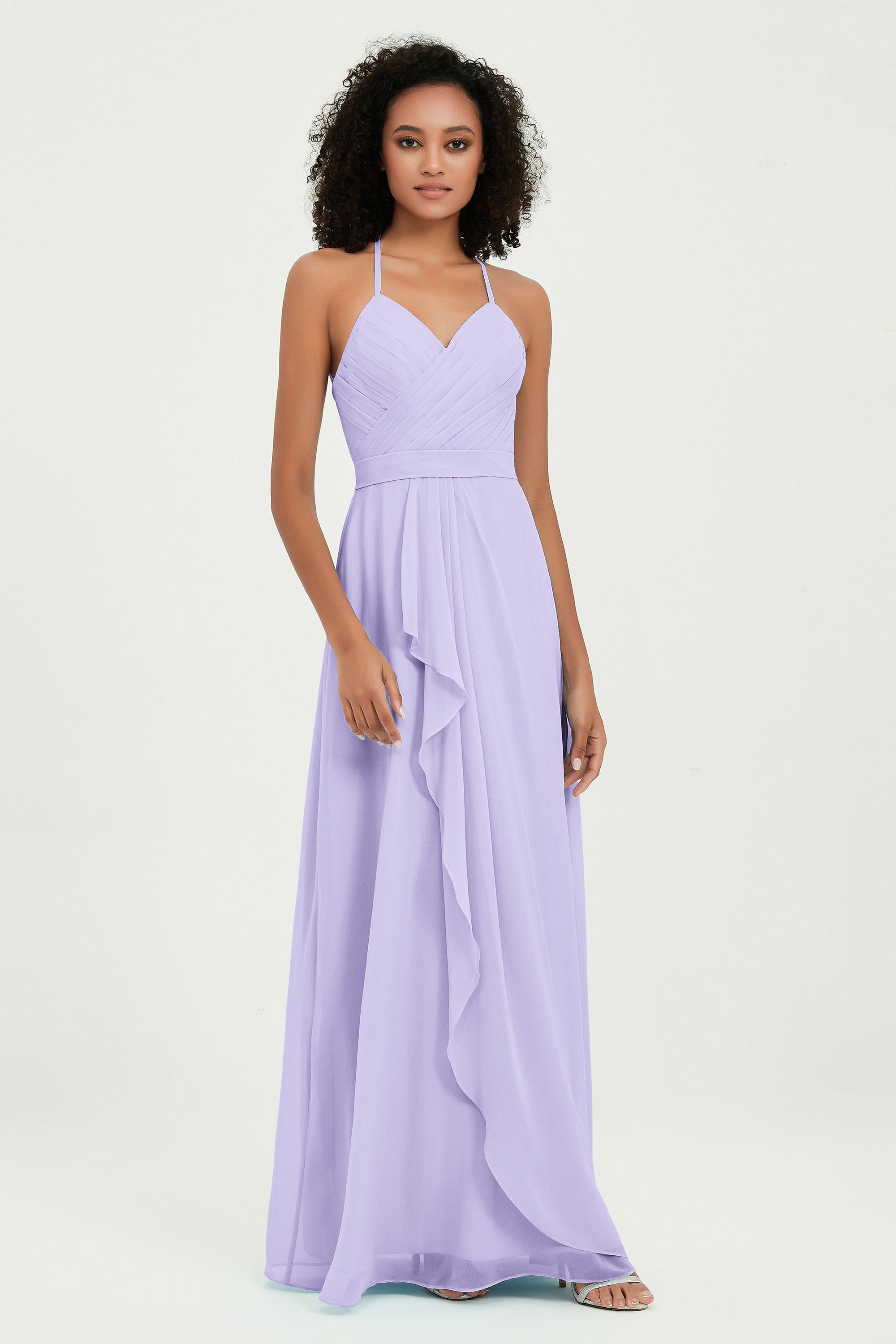 Halter Chiffon Simple Bridesmaid Dresses Formal Evening Party gowns Dress Sleeveless